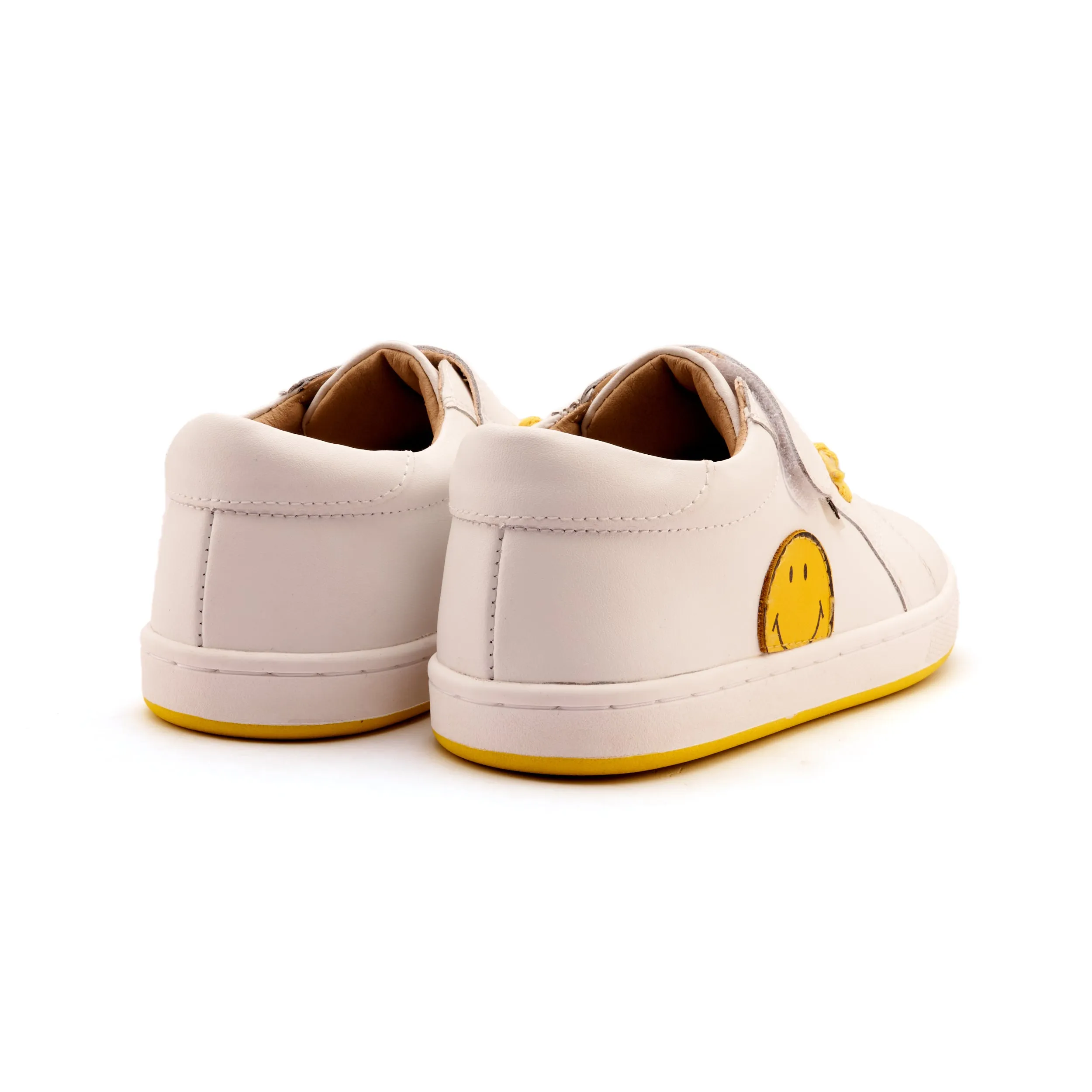 Old Soles Boy's and Girl's Smiles Casual Shoes - Snow / Fluro Yellow vibe path