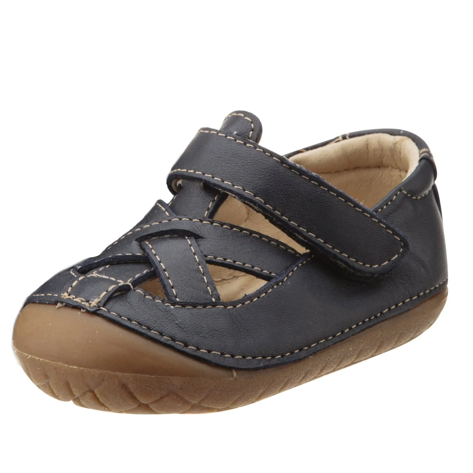 Old Soles Boy's and Girl's Thread Pave Leather Shoes, Navy Daily Wear
