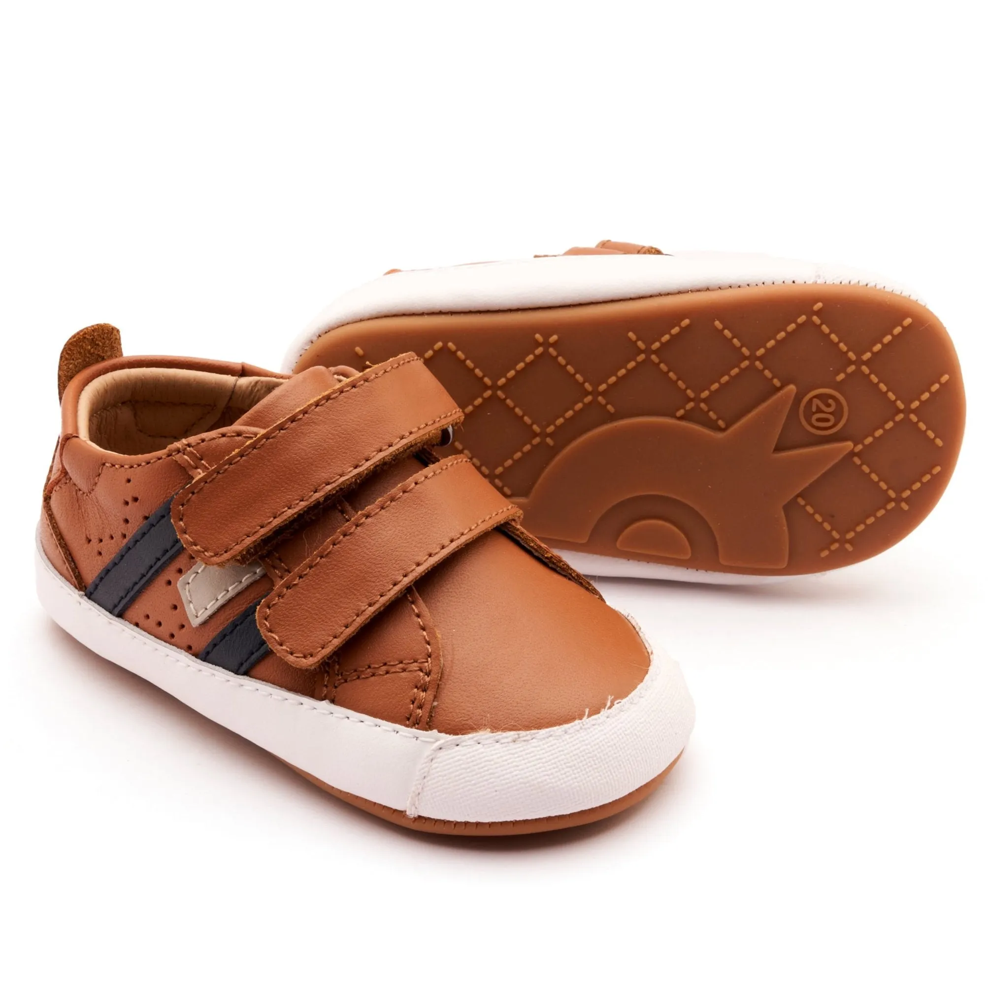 Old Soles Boy's Baby Bounce Casual Shoes - Tan / Navy / Gris light mind