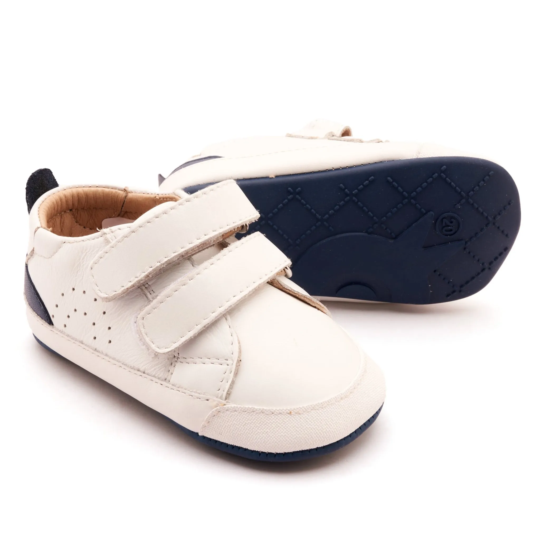 Old Soles Boy's Baby Tot Casual Shoes - Snow / Denim clean edge