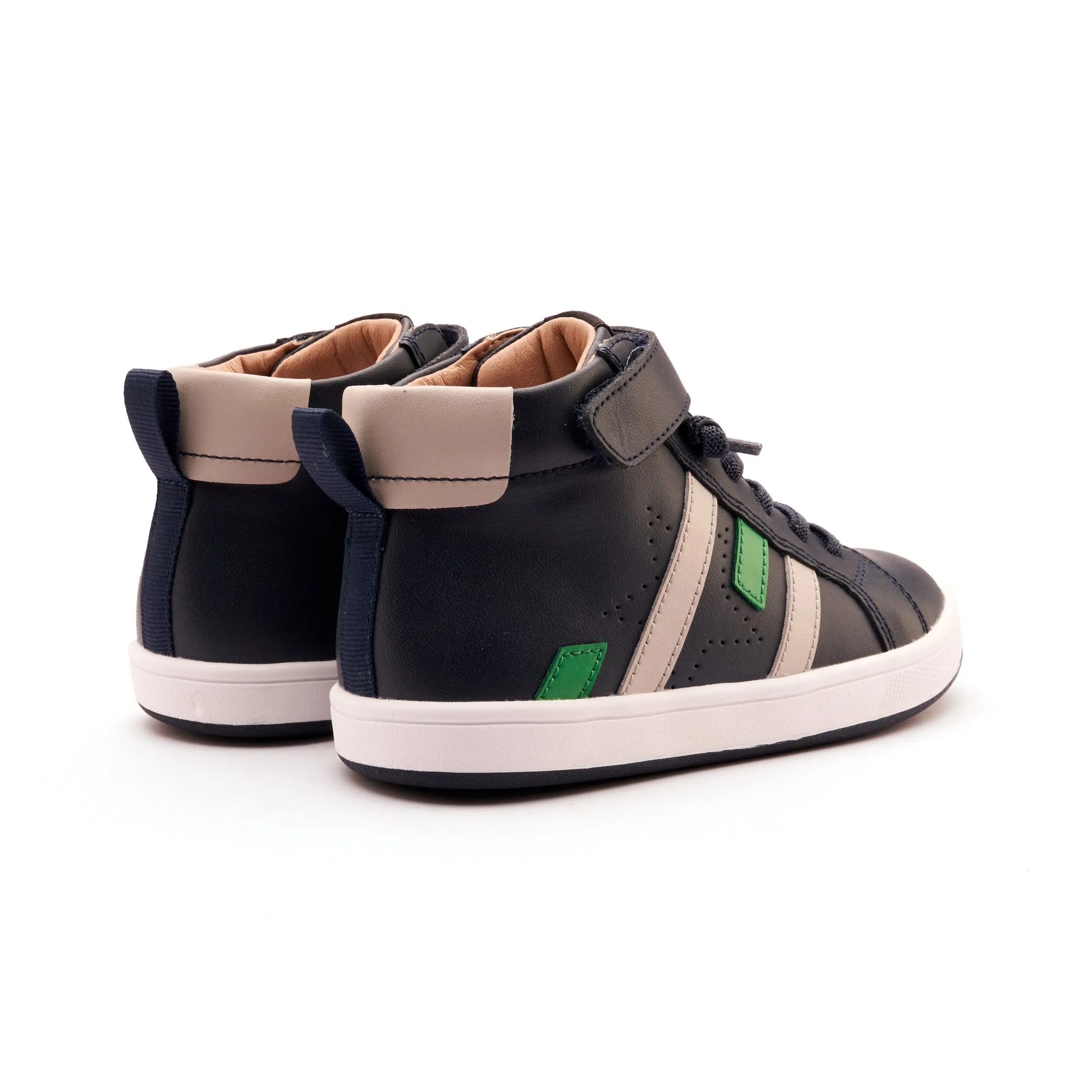 Old Soles Boy's Challenger Casual Shoes - Navy / Gris / Neon Green vacation mode