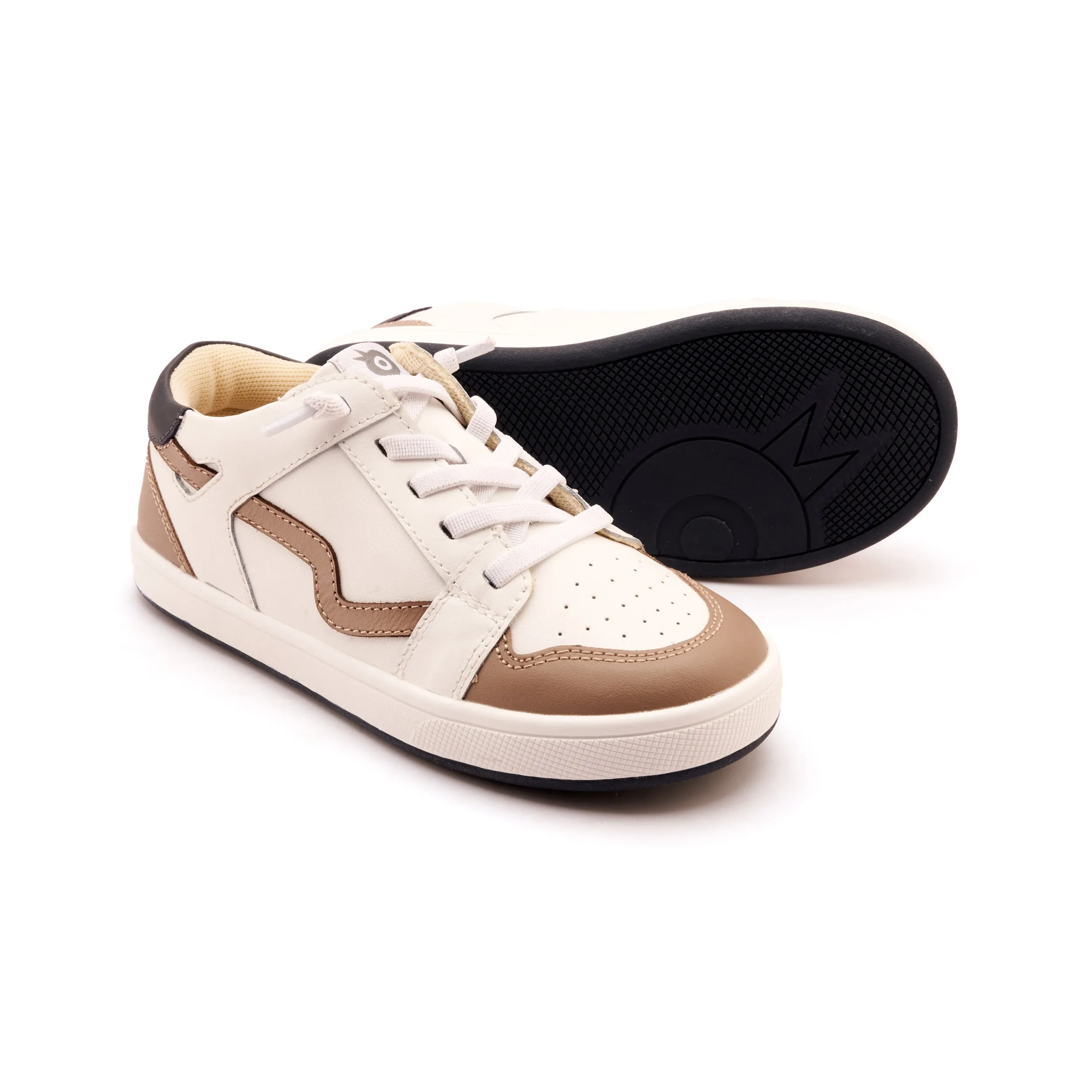 Old Soles Boy's Field Runner Casual Shoes - Snow / Taupe / Navy city vibe