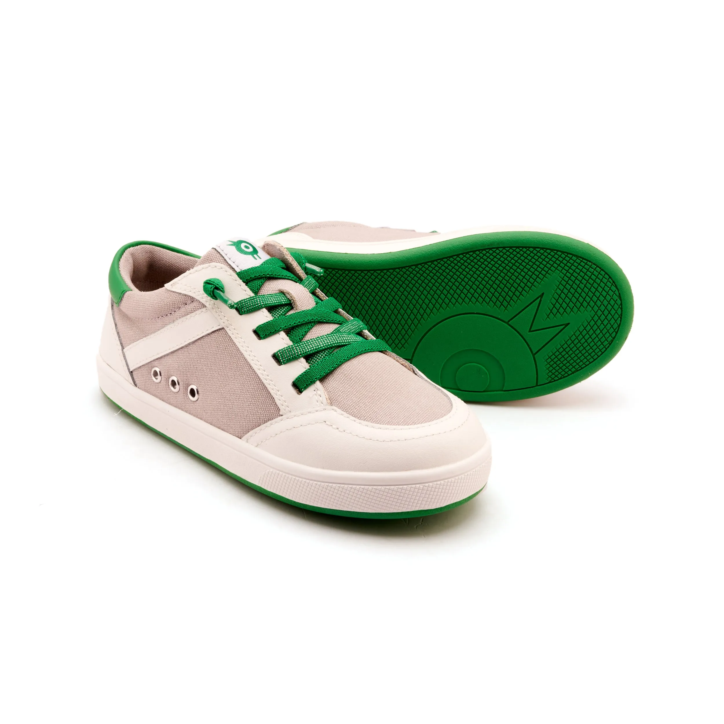 Old Soles Boy's Jet Casual Shoes - Light Grey Canvas / Snow / Neon Green natural feel