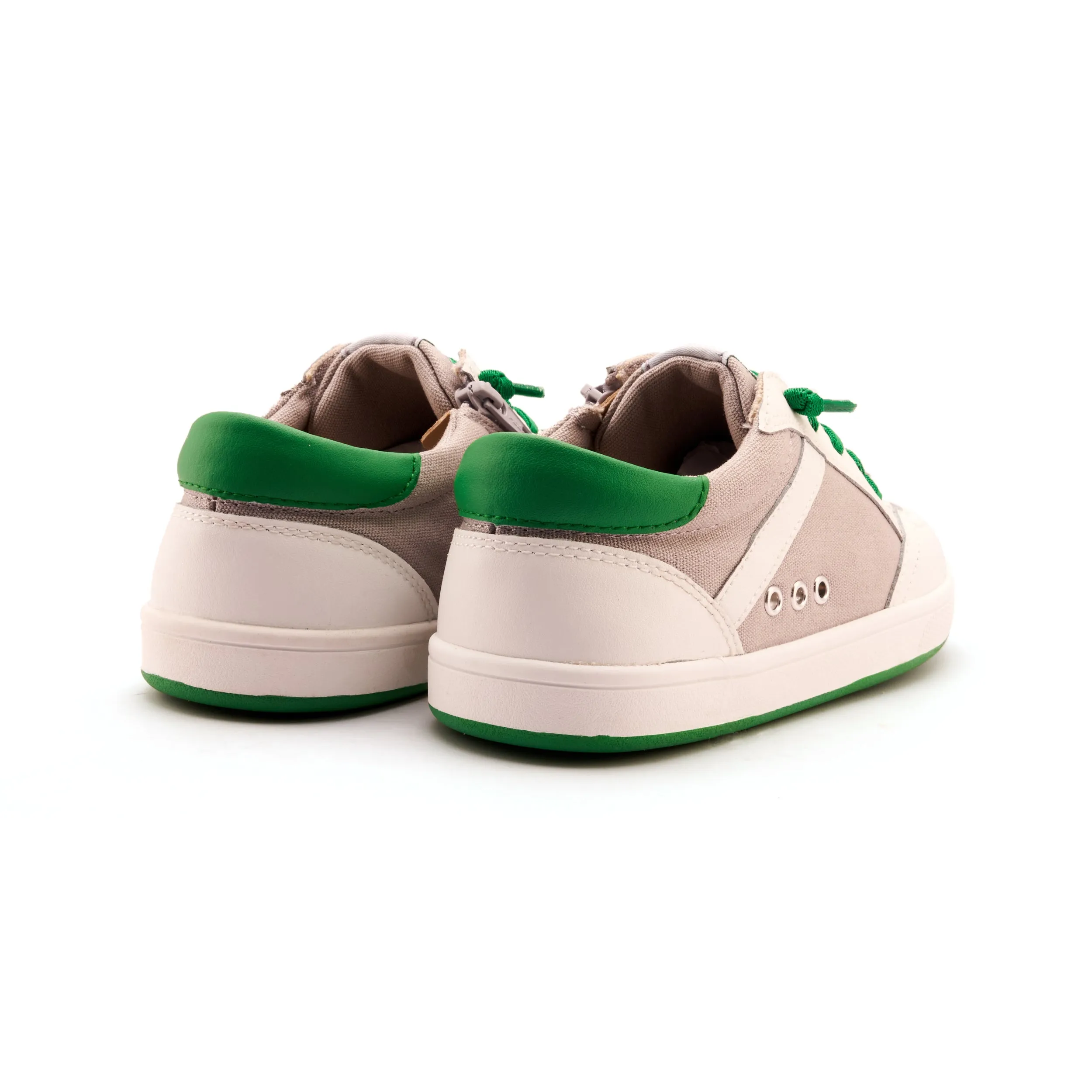 Old Soles Boy's Jet Casual Shoes - Light Grey Canvas / Snow / Neon Green vibe daily