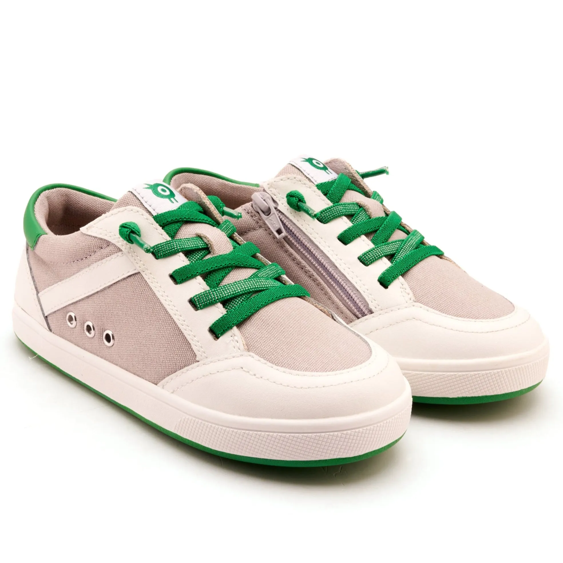 Old Soles Boy's Jet Casual Shoes - Light Grey Canvas / Snow / Neon Green travel light