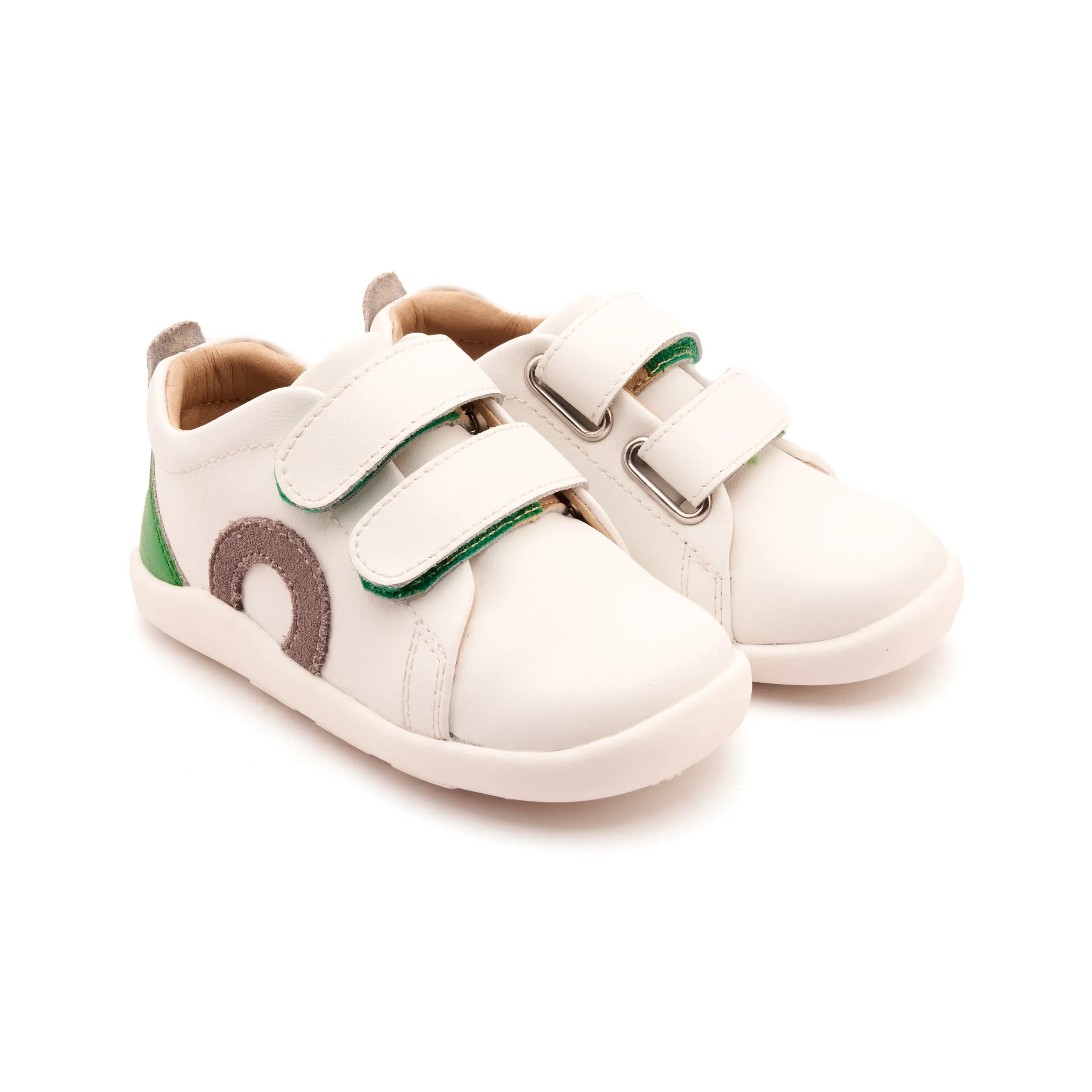 Old Soles Boy's Little O - Tot Casual Shoes - Snow / Light Grey Suede / Neon Green lazy walk