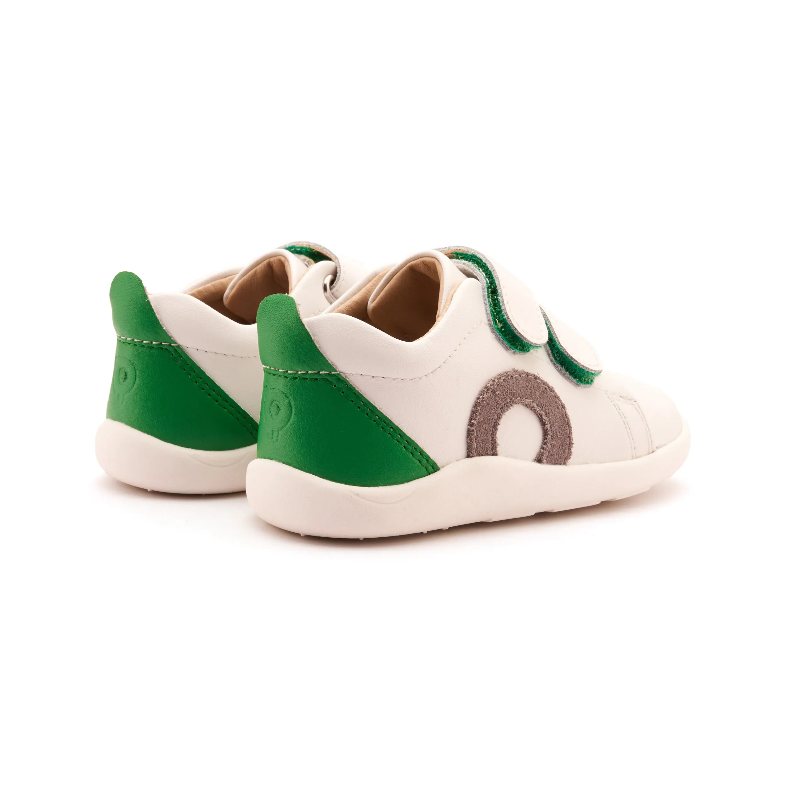 Old Soles Boy's Little O - Tot Casual Shoes - Snow / Light Grey Suede / Neon Green go anywhere