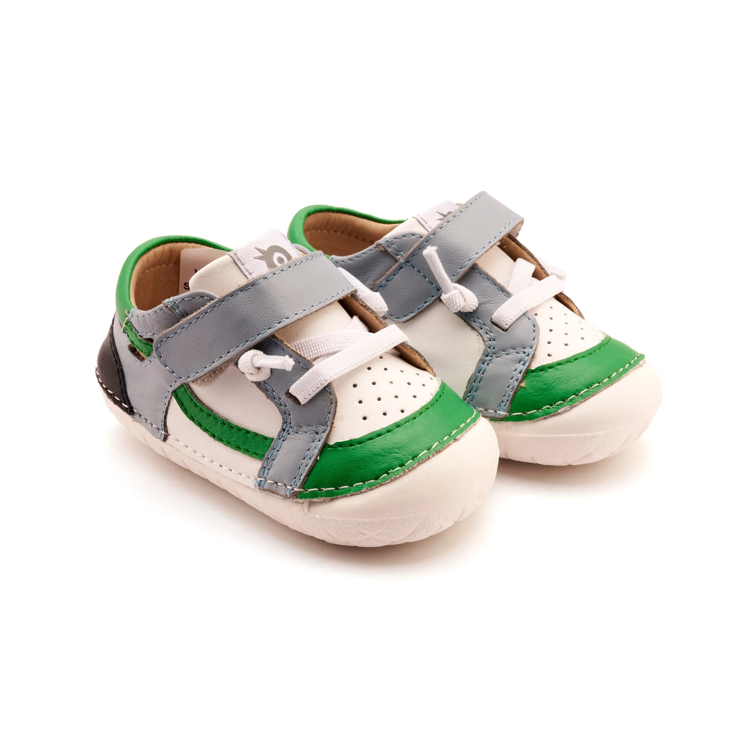 Old Soles Boy's Windy Pave Casual Shoes - Snow / Dusty Blue / Neon Green / Black breeze walk