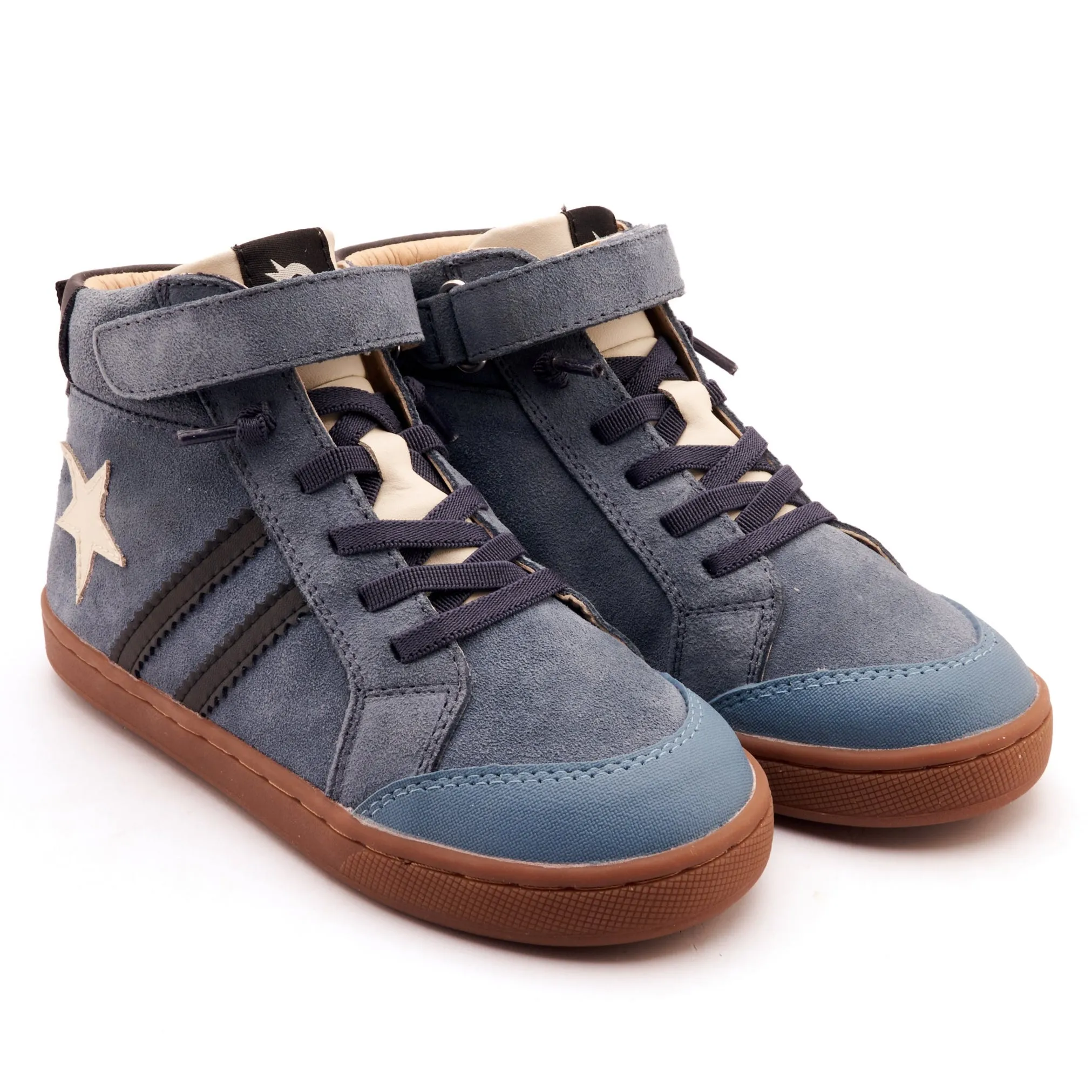 Old Soles Boy's WOS High Top Casual Shoes - Denim Suede / Sporco / Black flexible base
