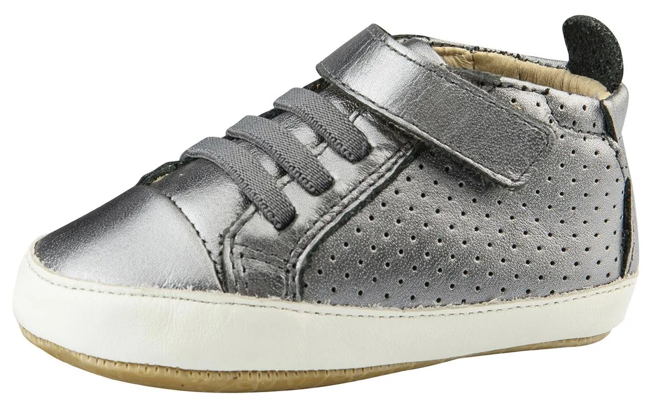 Old Soles Cheer Bambini First Walker Trainer Sneakers, Rich Silver / White active city