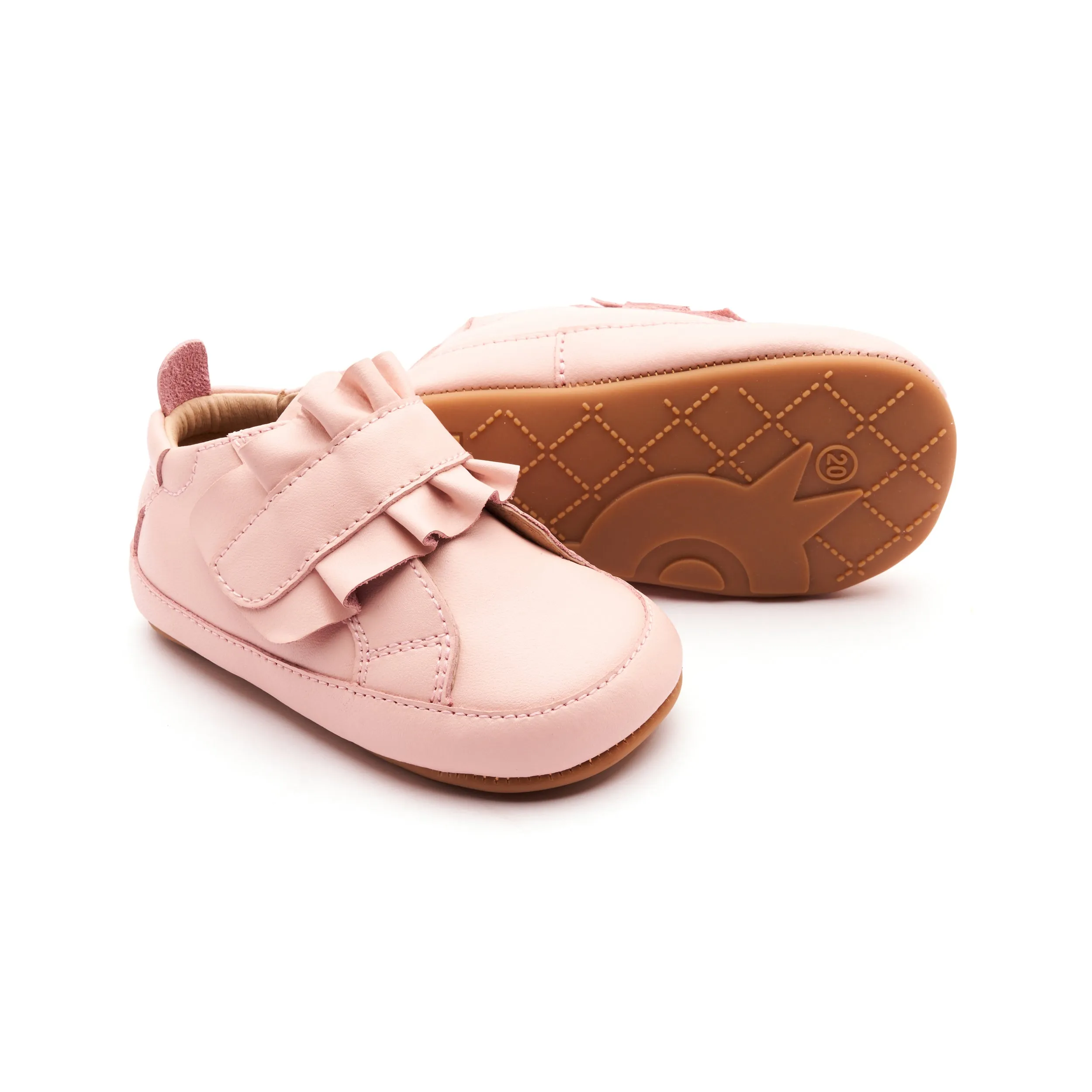 Old Soles Girl's 0087R Frilly Baby Casual Shoes - Powder Pink / Gum Sole smart casual