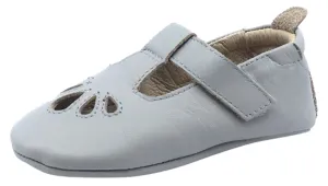 Old Soles Girl's 053 T-Petal Cut-Out Detail Grey Leather Mary Jane Flats classic edge