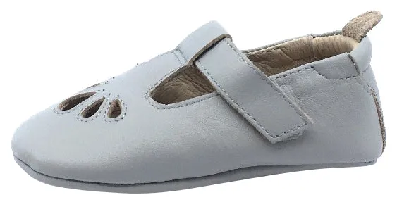 Old Soles Girl's 053 T-Petal Cut-Out Detail Grey Leather Mary Jane Flats energy back