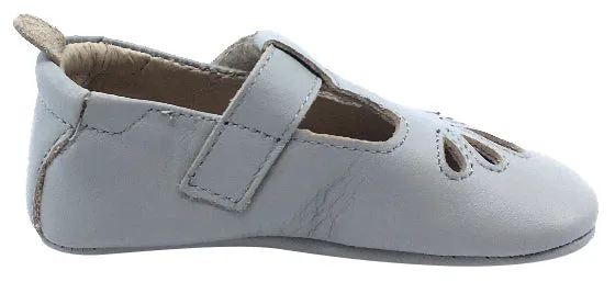 Old Soles Girl's 053 T-Petal Cut-Out Detail Grey Leather Mary Jane Flats smart casual
