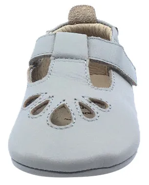 Old Soles Girl's 053 T-Petal Cut-Out Detail Grey Leather Mary Jane Flats meeting mode
