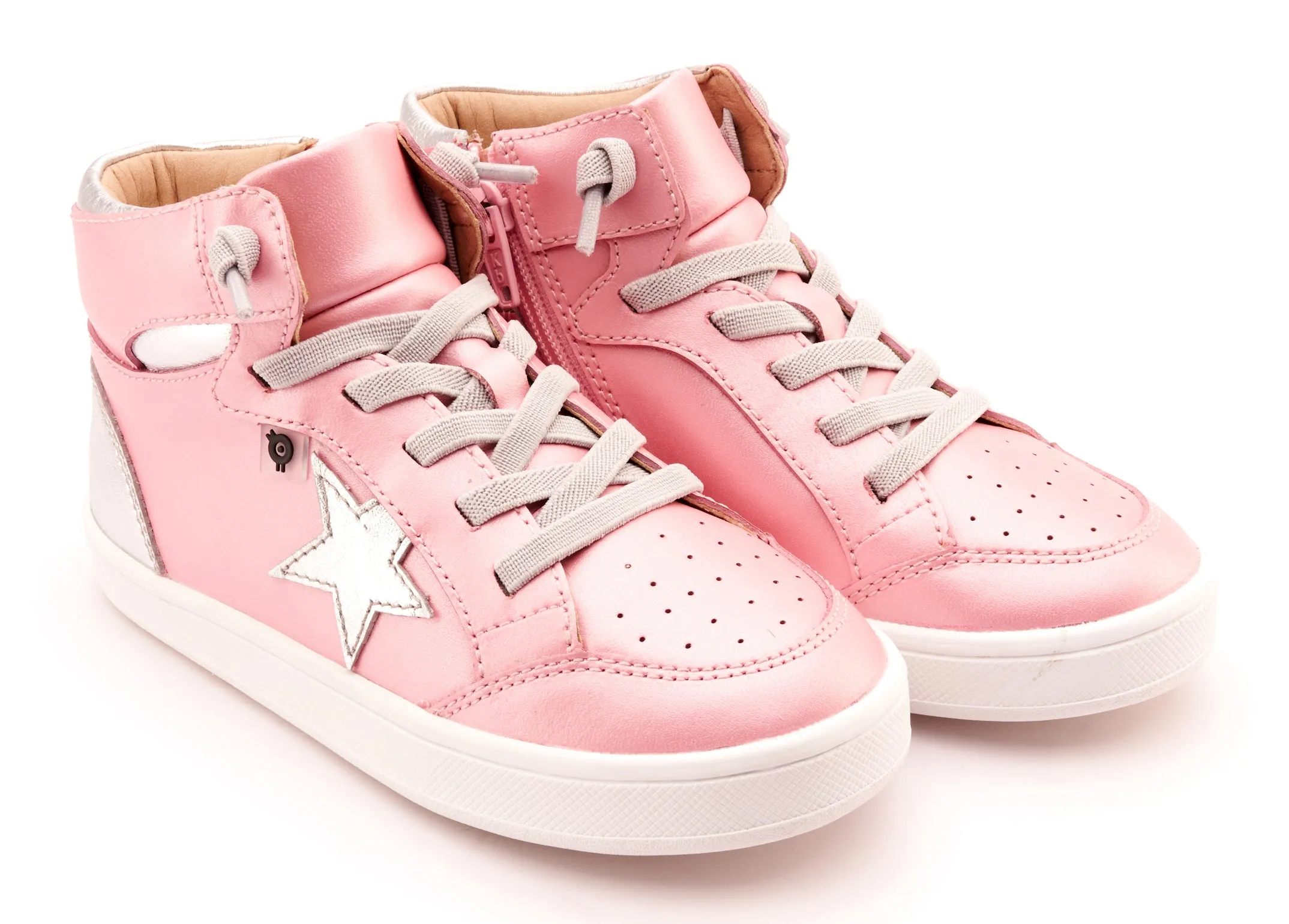 Old Soles Girl's 1003 Starling Casual Shoes - Pearlised Pink / Silver / Silver / White Sole vibe relax