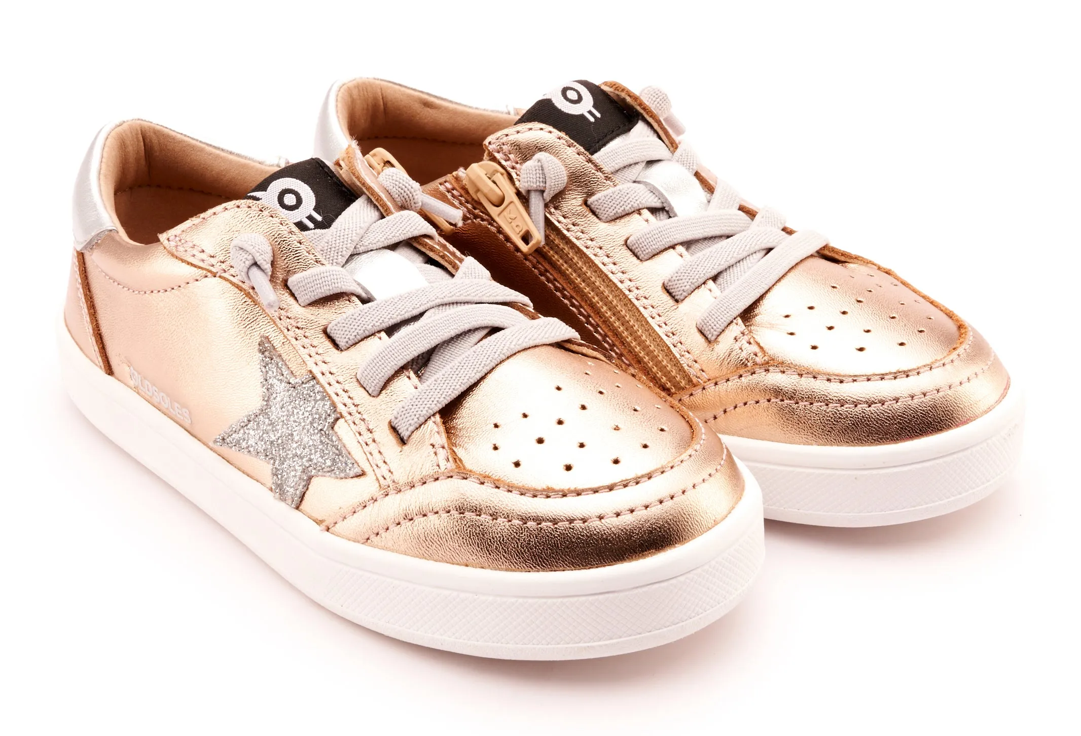 Old Soles Girl's 1006 Platinum Runner Casual Shoes - Copper / Glam Argent / Silver / White Sole easy carry