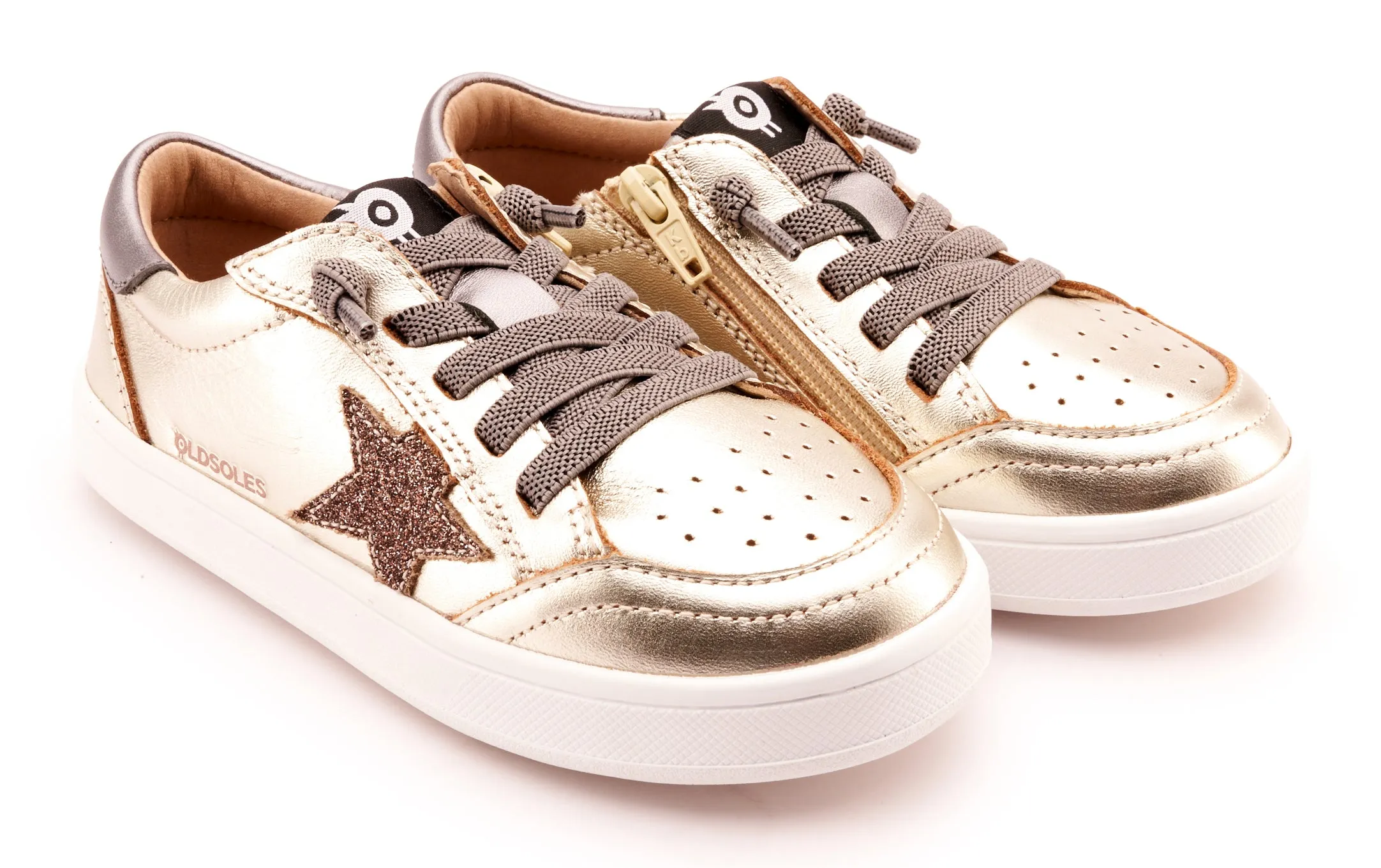 Old Soles Girl's 1006 Platinum Runner Casual Shoes - Titanium / Glam Choc / Rich Silver / White Sole travel edge