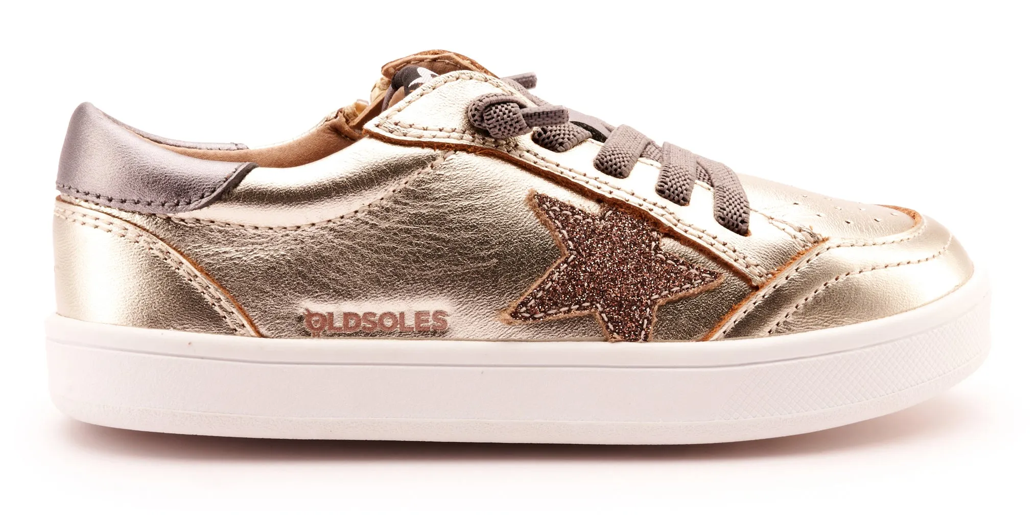Old Soles Girl's 1006 Platinum Runner Casual Shoes - Titanium / Glam Choc / Rich Silver / White Sole vibe zone