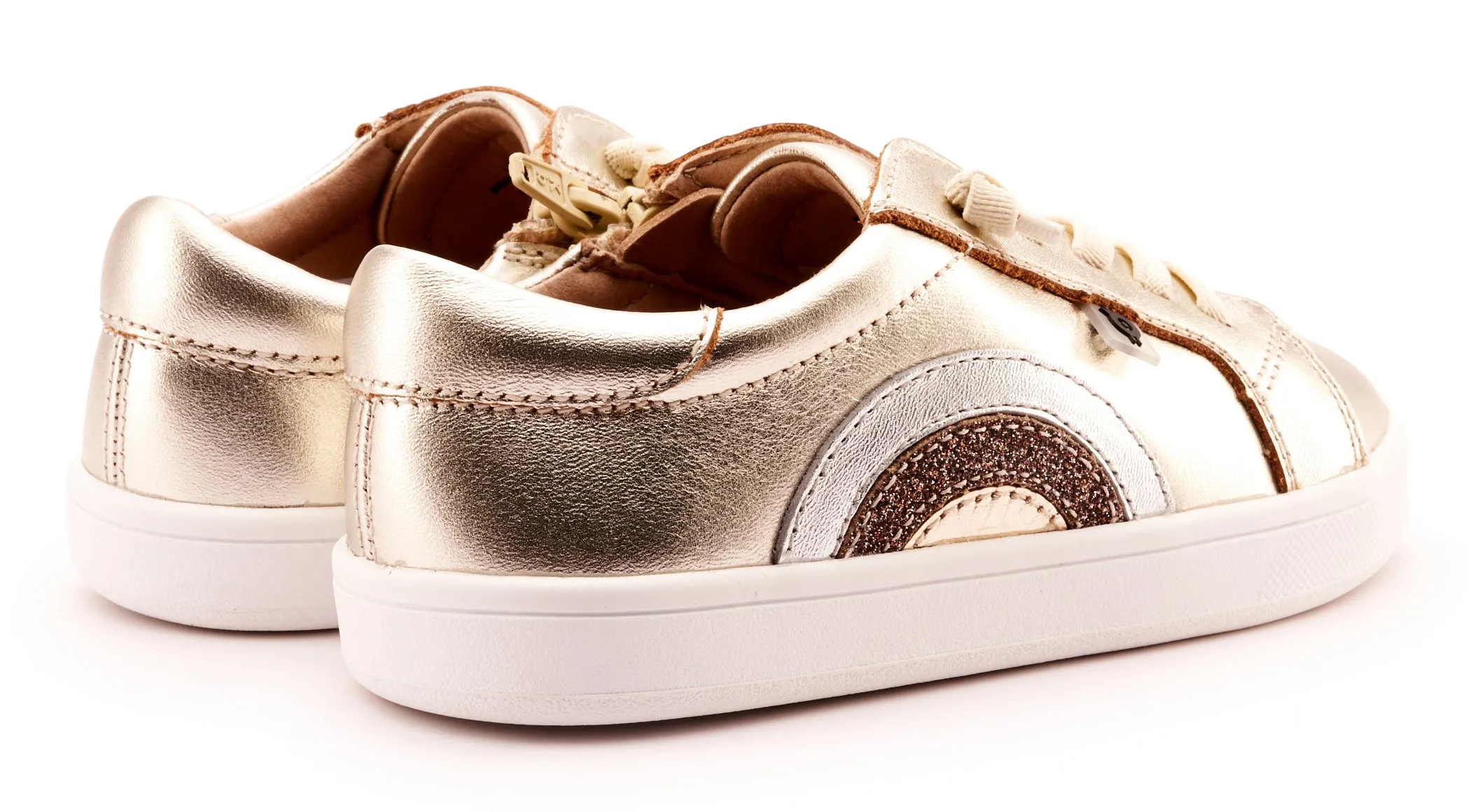 Old Soles Girl's 1010 Rainbow Jumpa Casual Shoes - Titanium / Silver / Glam Choc / Gold just relax