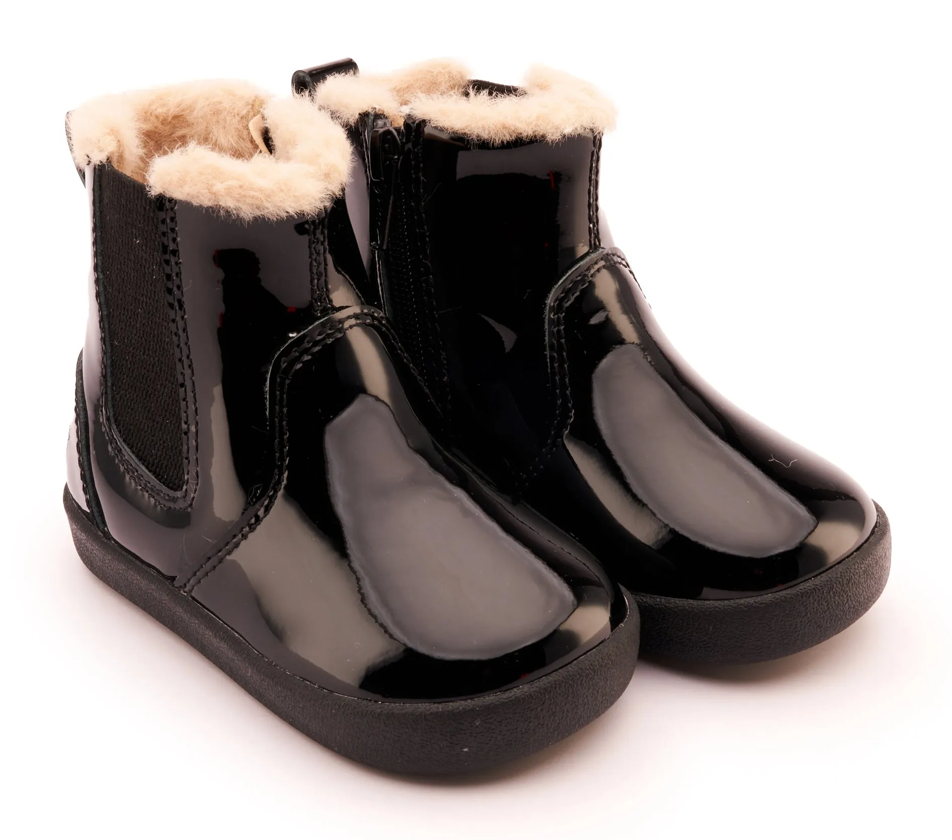 Old Soles Girl's 315 Rider Booties - Black Patent polished tone