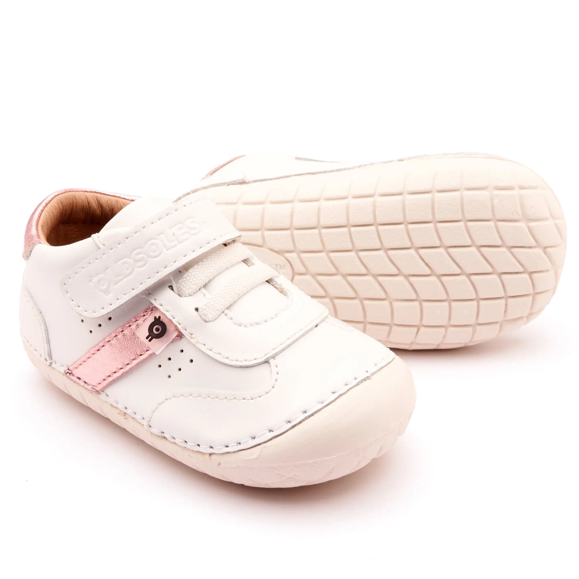 Old Soles Girl's 4100 Roady Pave Casual Shoes - Snow / Pink Frost / White Sole slow mood