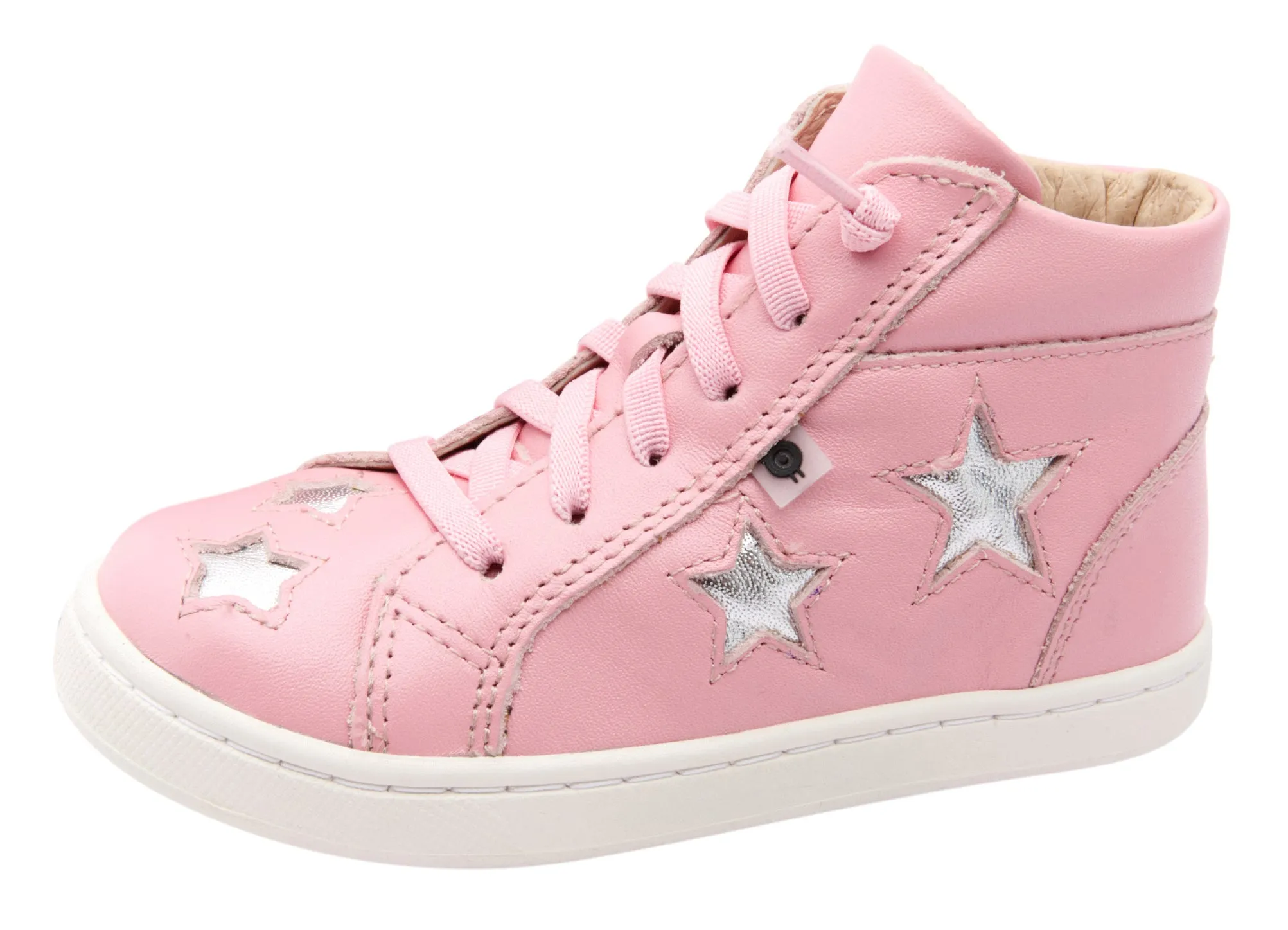 Old Soles Girl's 6085 Starey High Top Sneaker - Pearlised Pink/Silver smooth rush