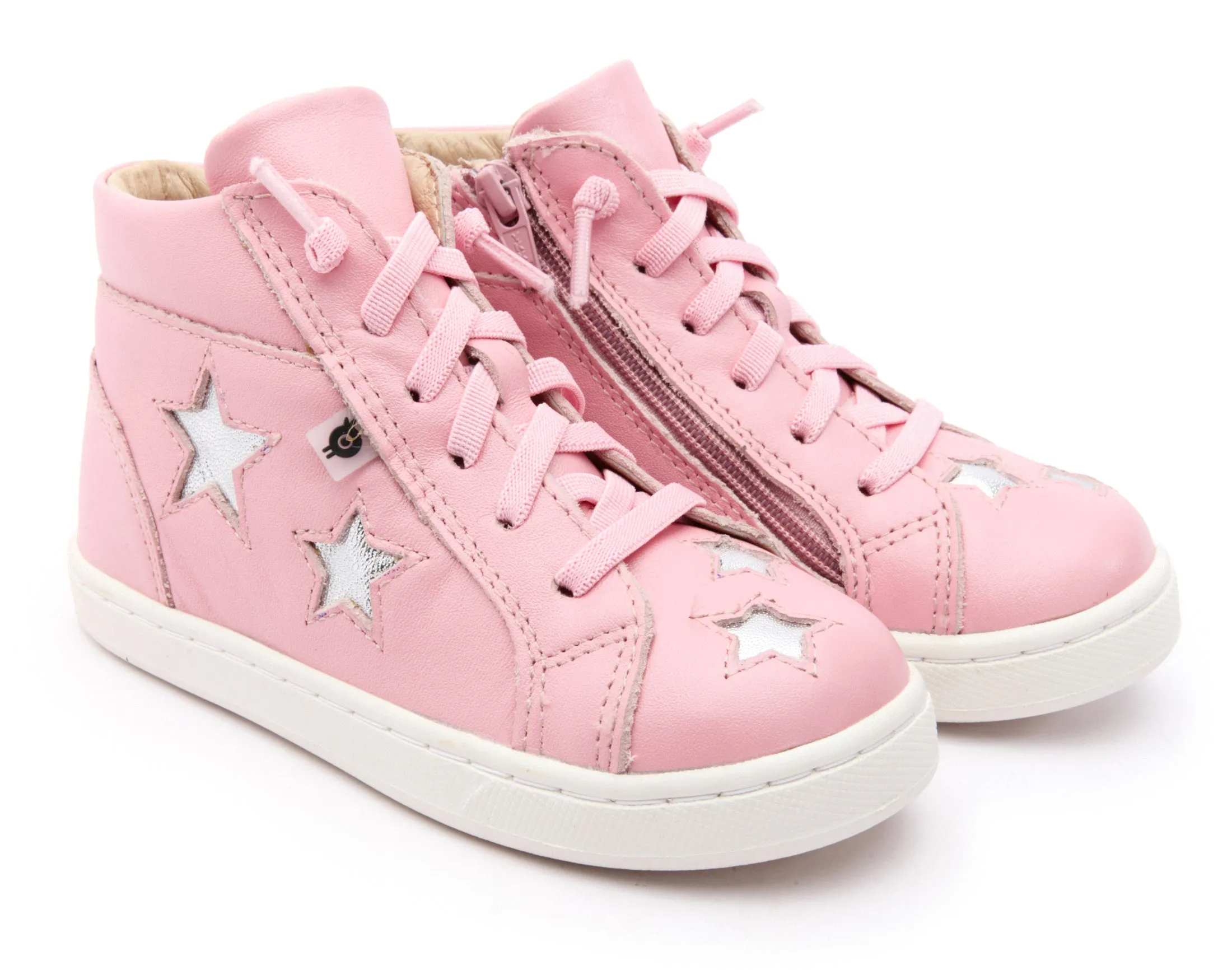 Old Soles Girl's 6085 Starey High Top Sneaker - Pearlised Pink/Silver sunny day