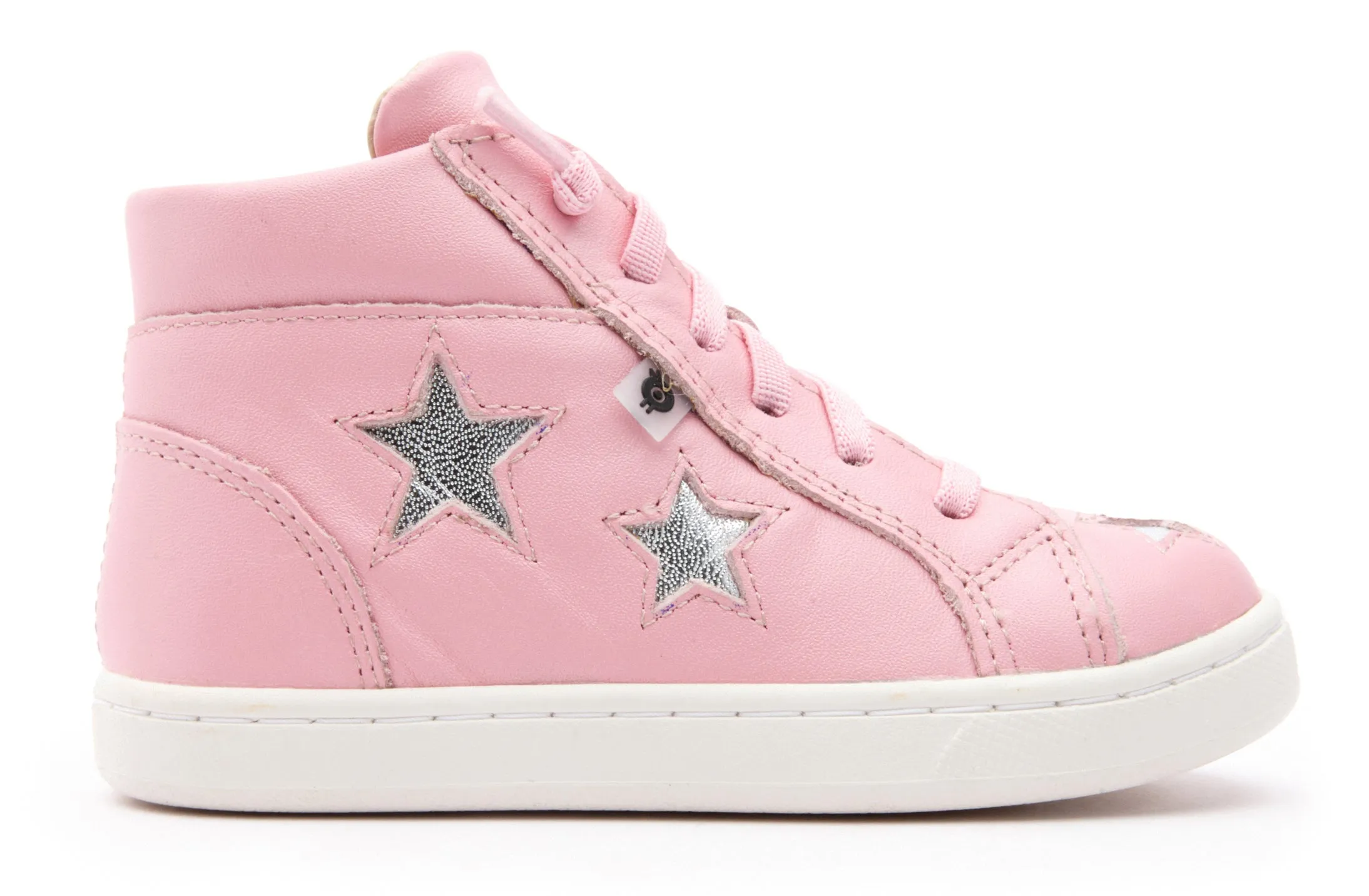 Old Soles Girl's 6085 Starey High Top Sneaker - Pearlised Pink/Silver hang out