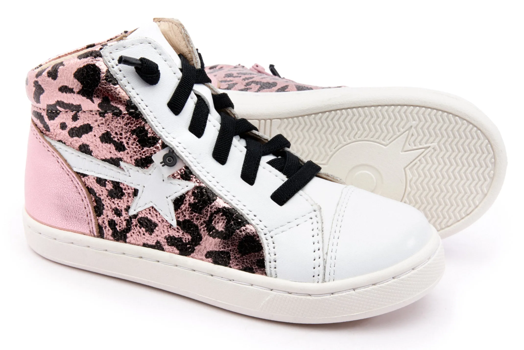 Old Soles Girl's 6117 Shoot-High Sneaker - Washed Pink Metallic/Snow/Pink Frost office vibe