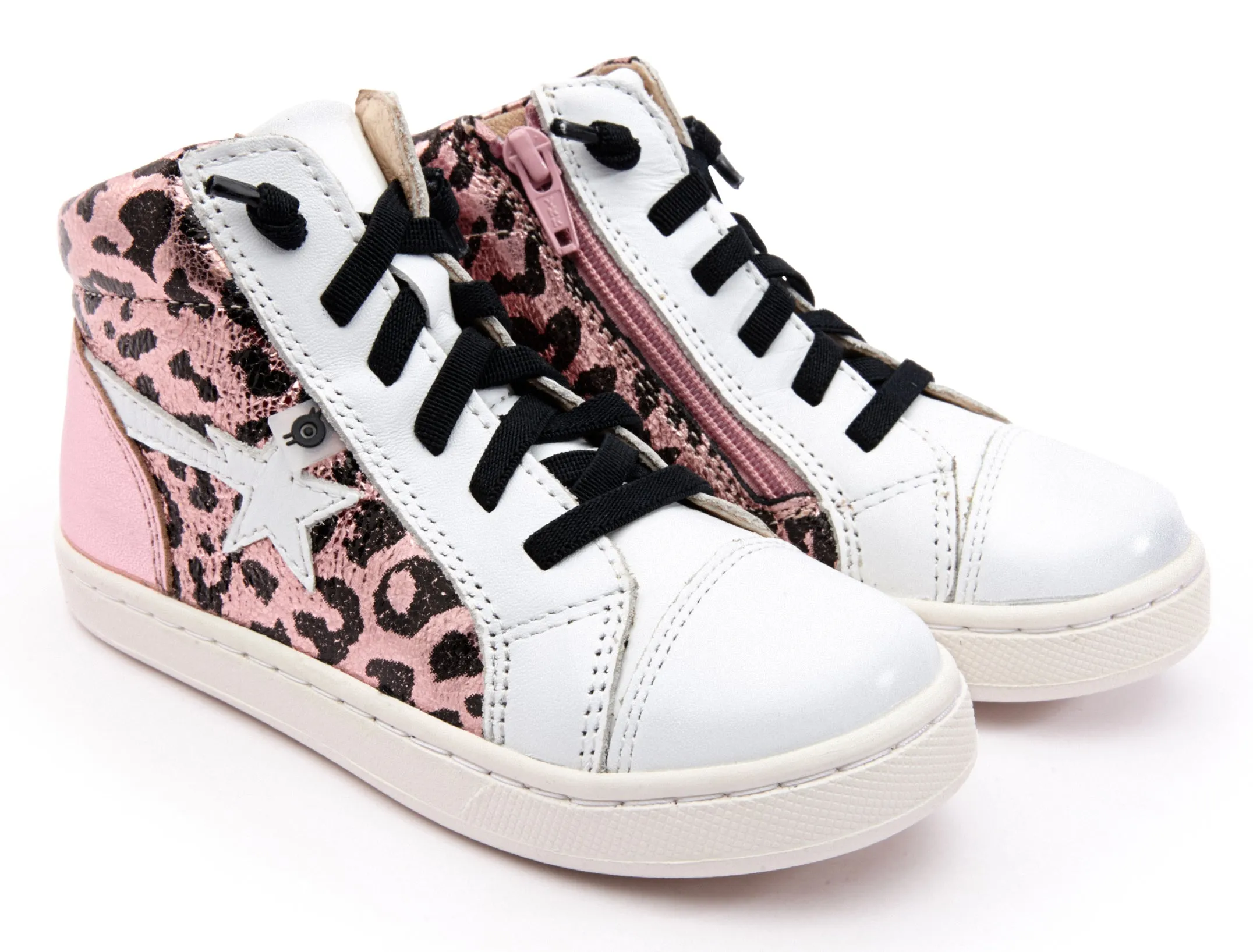 Old Soles Girl's 6117 Shoot-High Sneaker - Washed Pink Metallic/Snow/Pink Frost vibe zone