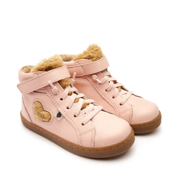 Old Soles Girl's 6142 Snug Heart High Top Sneakers - Powder Pink sleek walk