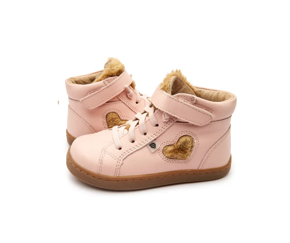 Old Soles Girl's 6142 Snug Heart High Top Sneakers - Powder Pink true comfort