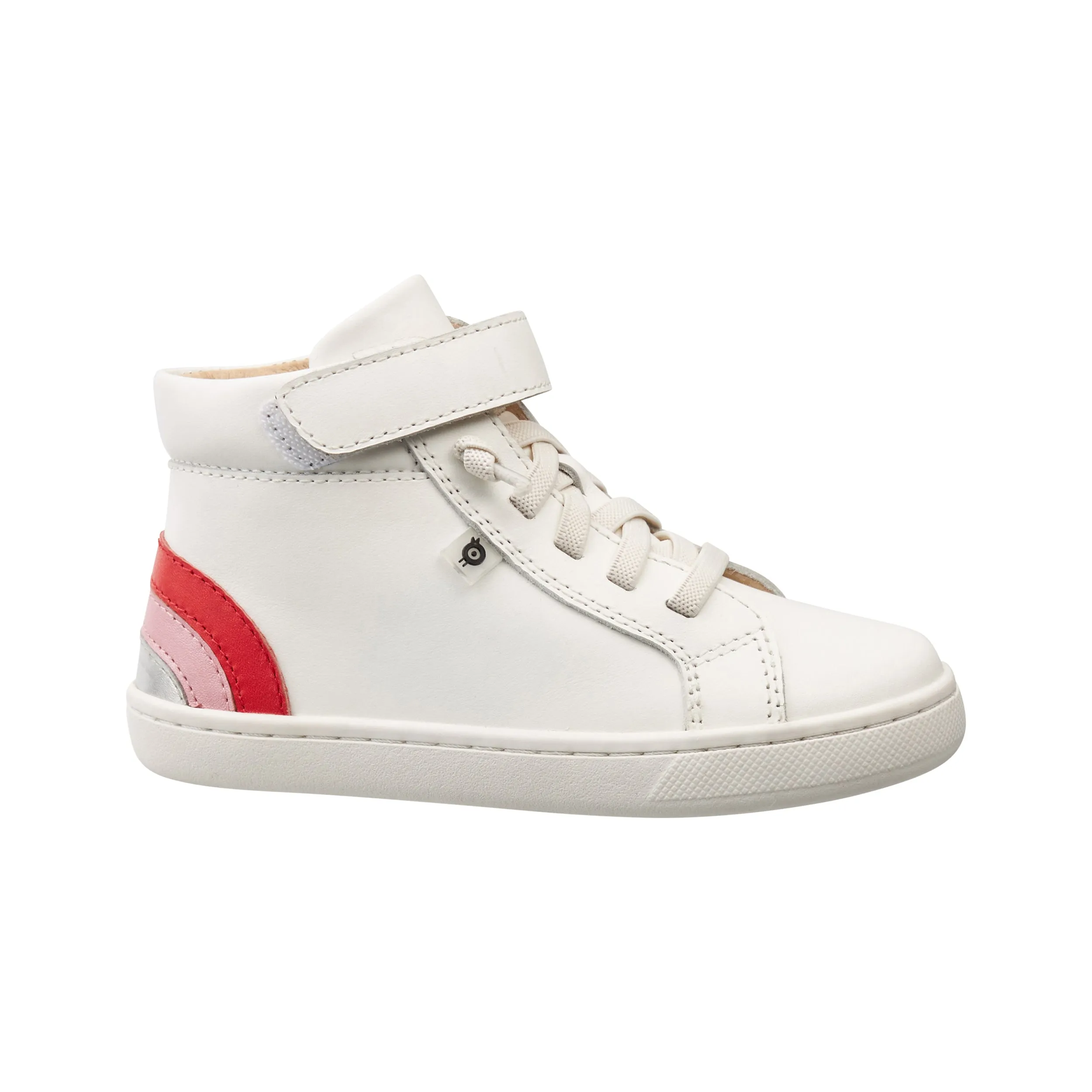 Old Soles Girl's 6157 Sneaky Rainbow High-Top Sneakers - Snow/Bright Red/Pearlized Pink/Silver move style