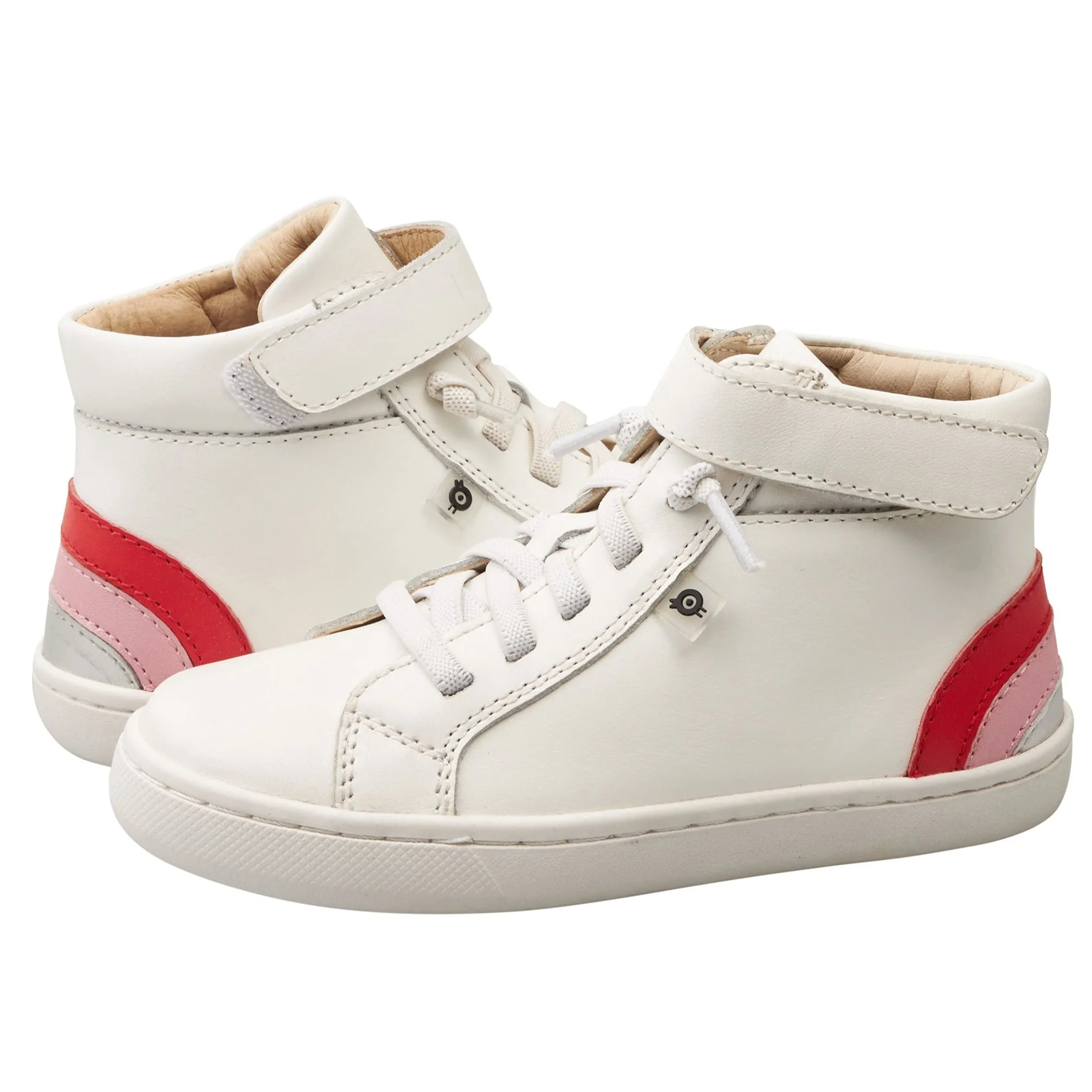 Old Soles Girl's 6157 Sneaky Rainbow High-Top Sneakers - Snow/Bright Red/Pearlized Pink/Silver fashion daily