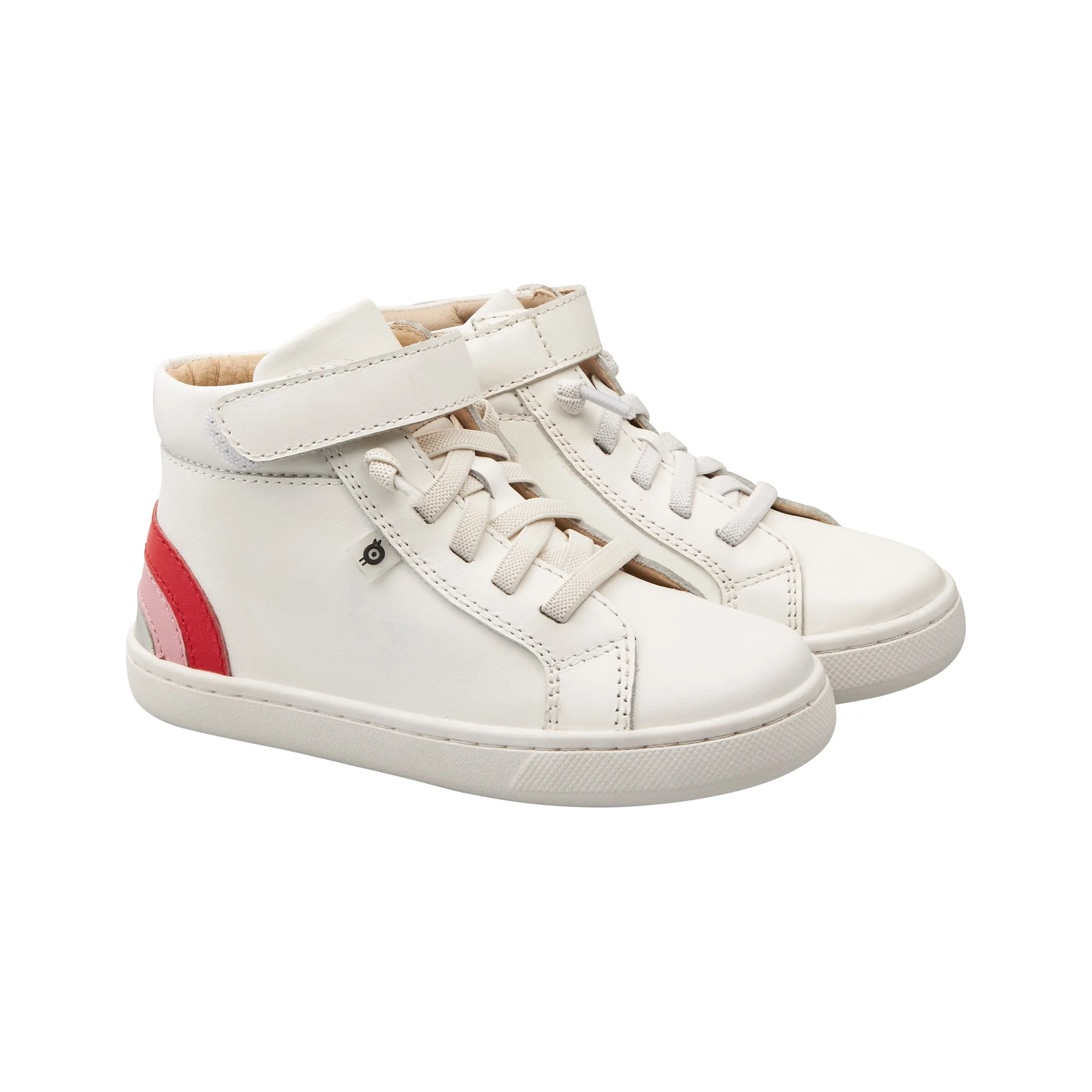 Old Soles Girl's 6157 Sneaky Rainbow High-Top Sneakers - Snow/Bright Red/Pearlized Pink/Silver light pace