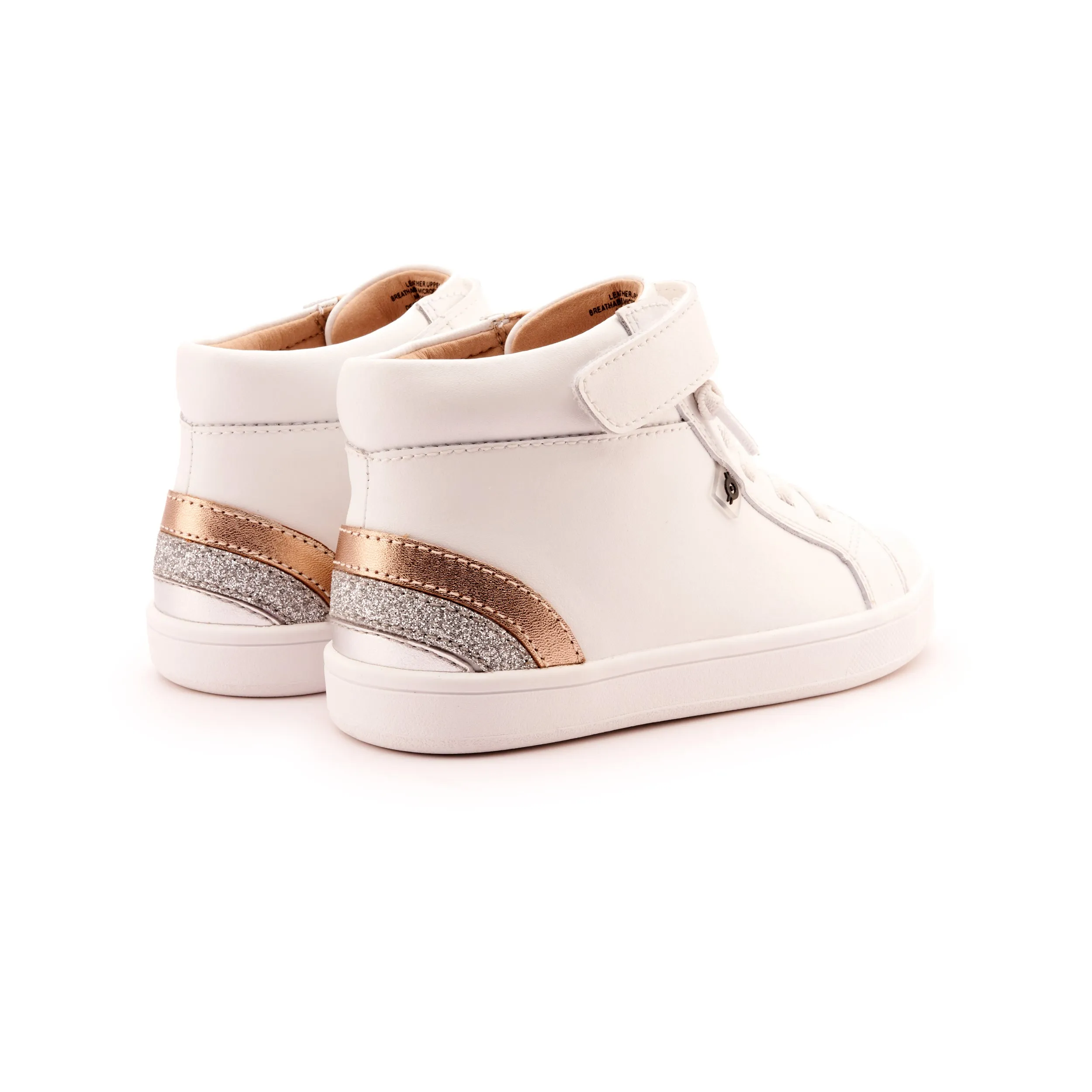 Old Soles Girl's and Boy's 1011 Sneaksta Rainbow Casual Shoes - Snow / Copper / Glam Argent smart soft