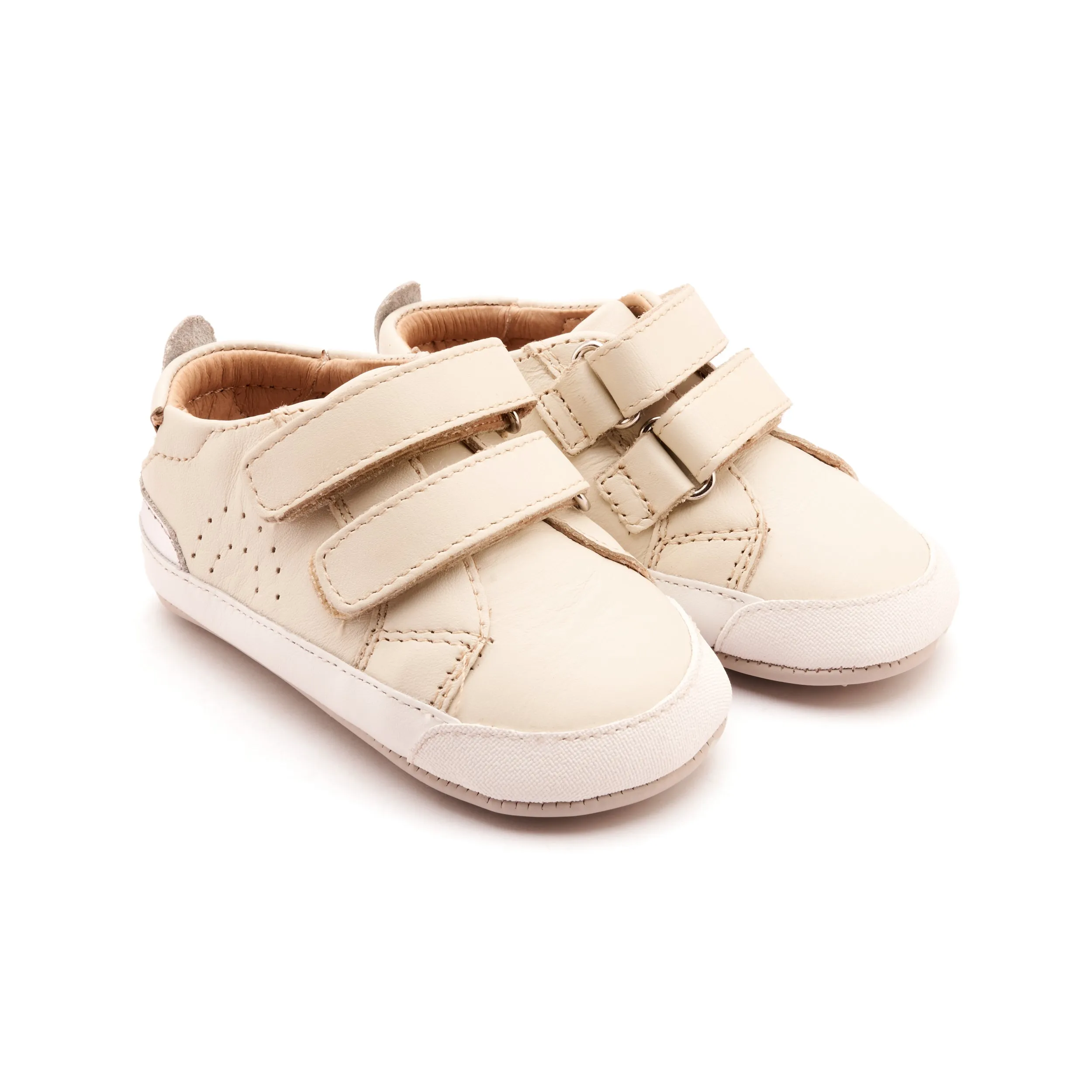 Old Soles Girl's Baby Tot Casual Shoes - Vanilla / Silver smooth flex
