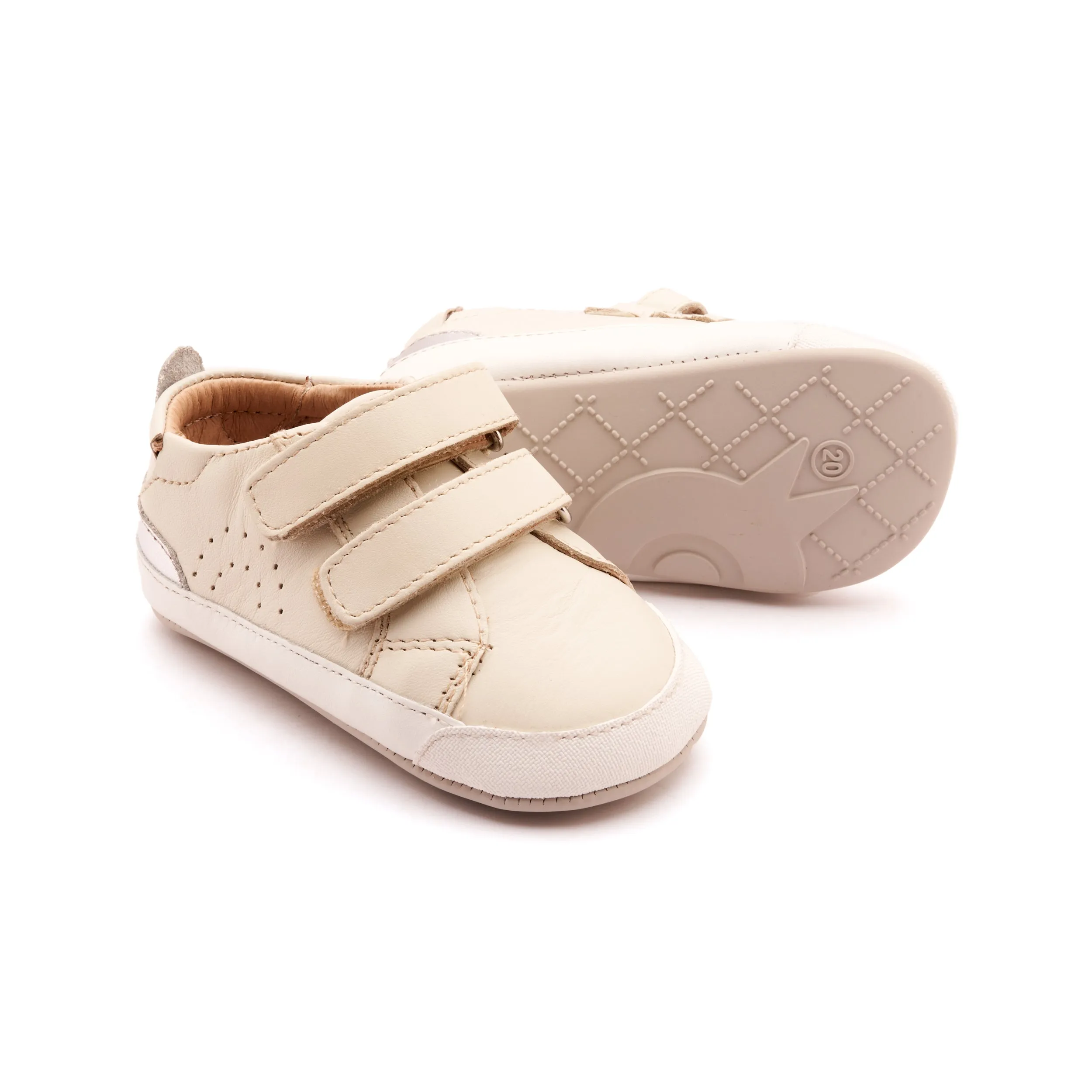 Old Soles Girl's Baby Tot Casual Shoes - Vanilla / Silver neat style