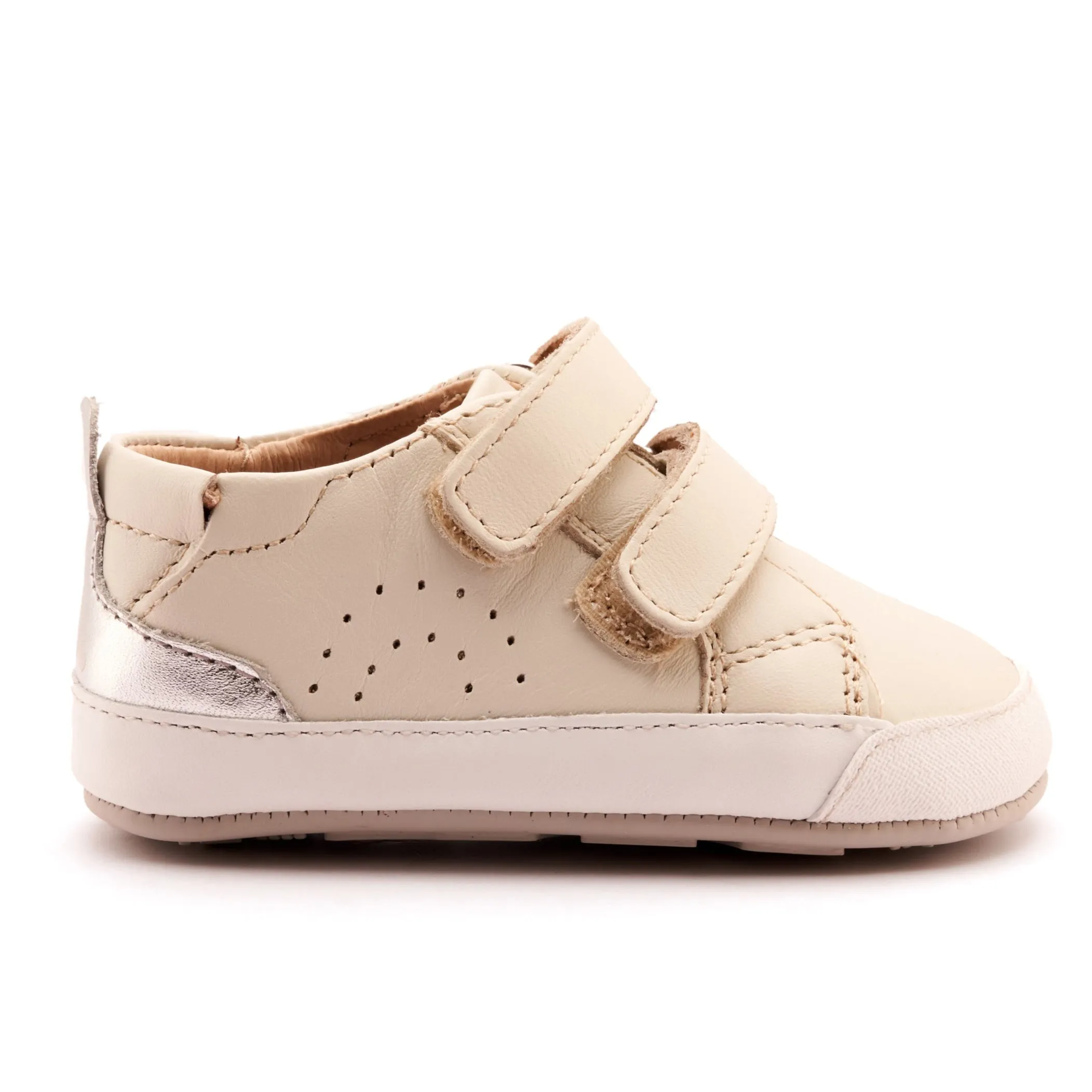 Old Soles Girl's Baby Tot Casual Shoes - Vanilla / Silver short trip