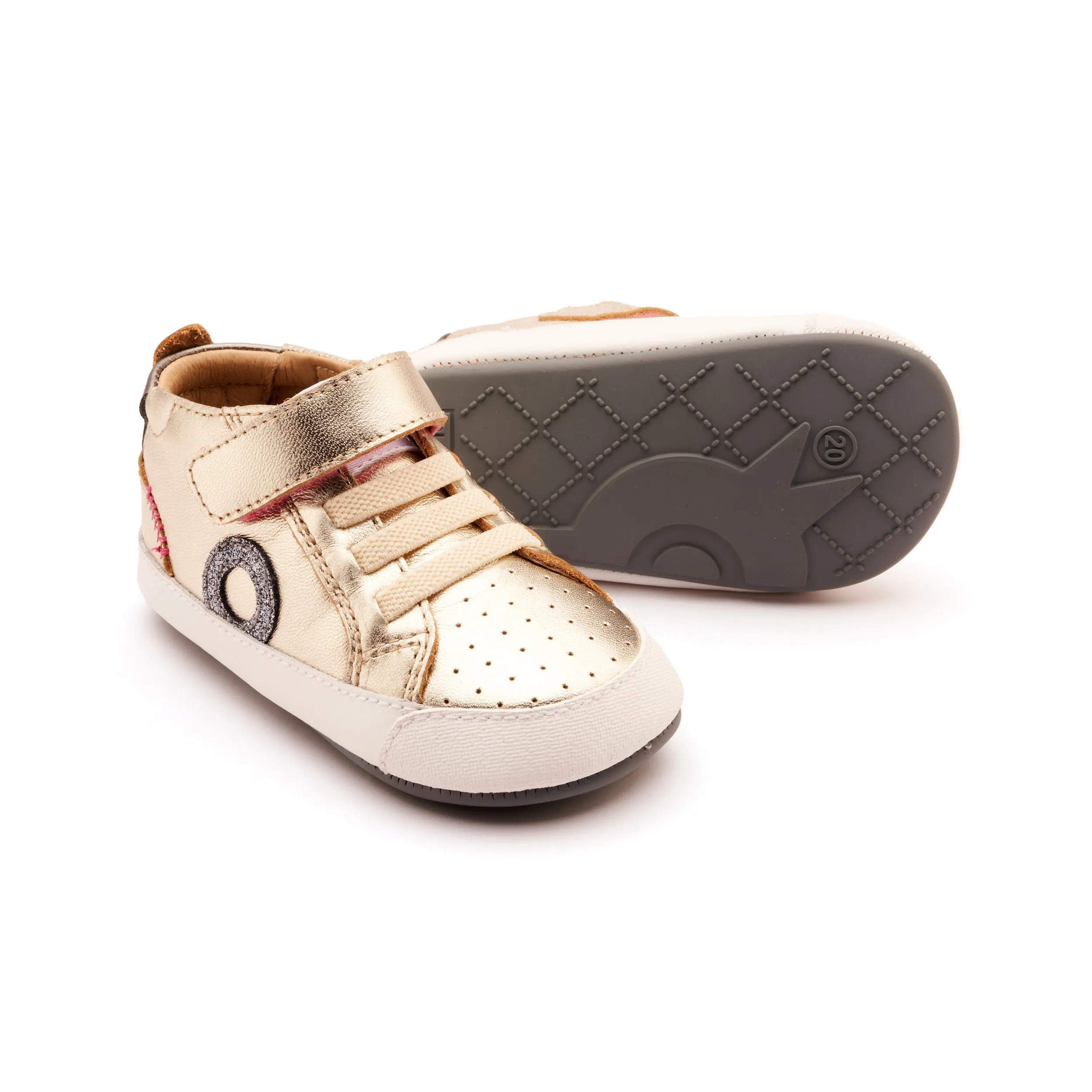 Old Soles Girl's Baby Zig Casual Shoes - Titanium / Rich Silver / Glam Gunmetal light step
