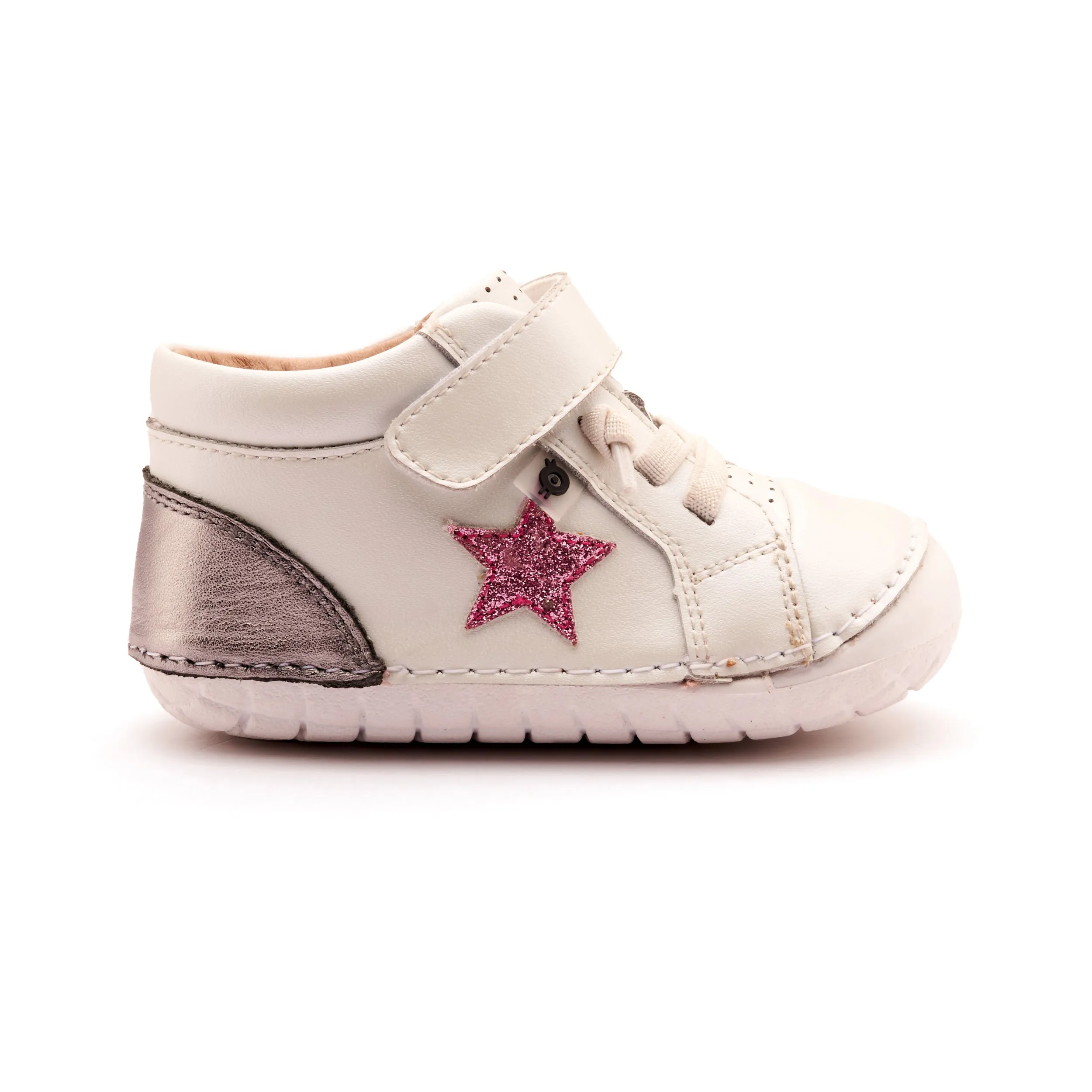 Old Soles Girl's Champster Pave Casual Shoes - Nacardo Blanco / Rich Silver / Glam Pink soft ride