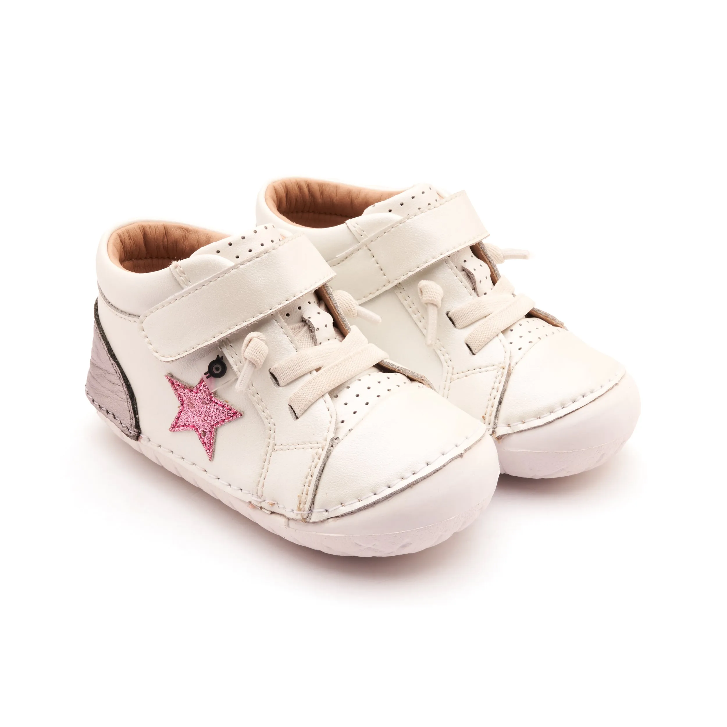 Old Soles Girl's Champster Pave Casual Shoes - Nacardo Blanco / Rich Silver / Glam Pink low pace