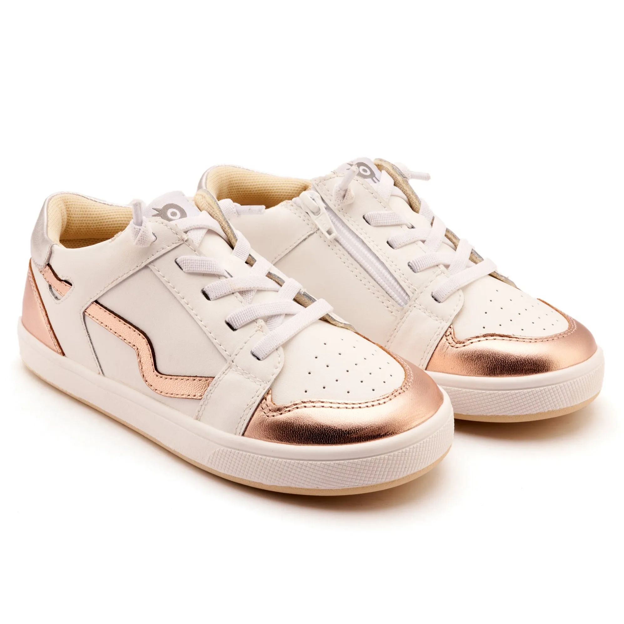 Old Soles Girl's Field Runner Casual Shoes - Snow / Copper / Silver on train