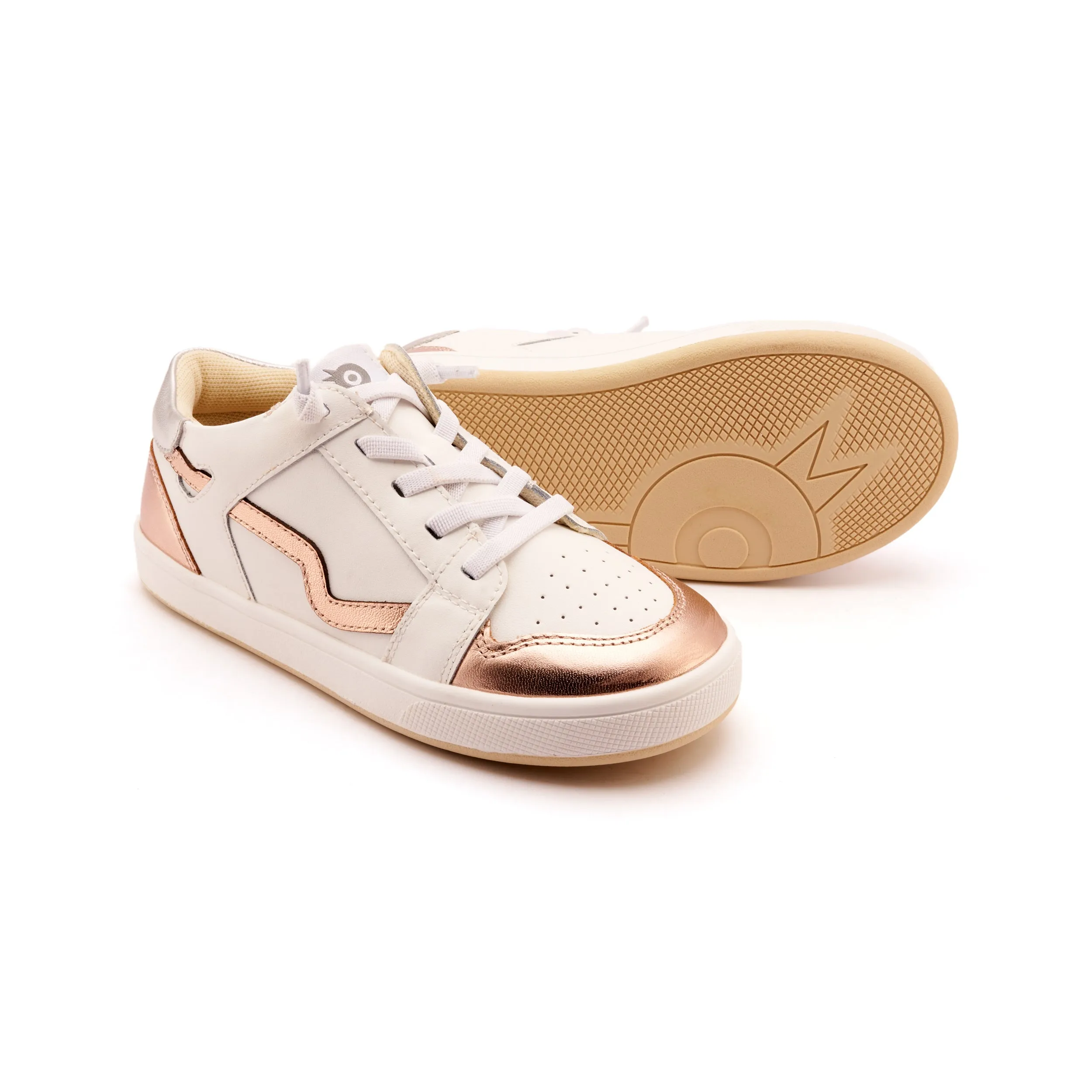 Old Soles Girl's Field Runner Casual Shoes - Snow / Copper / Silver simple way