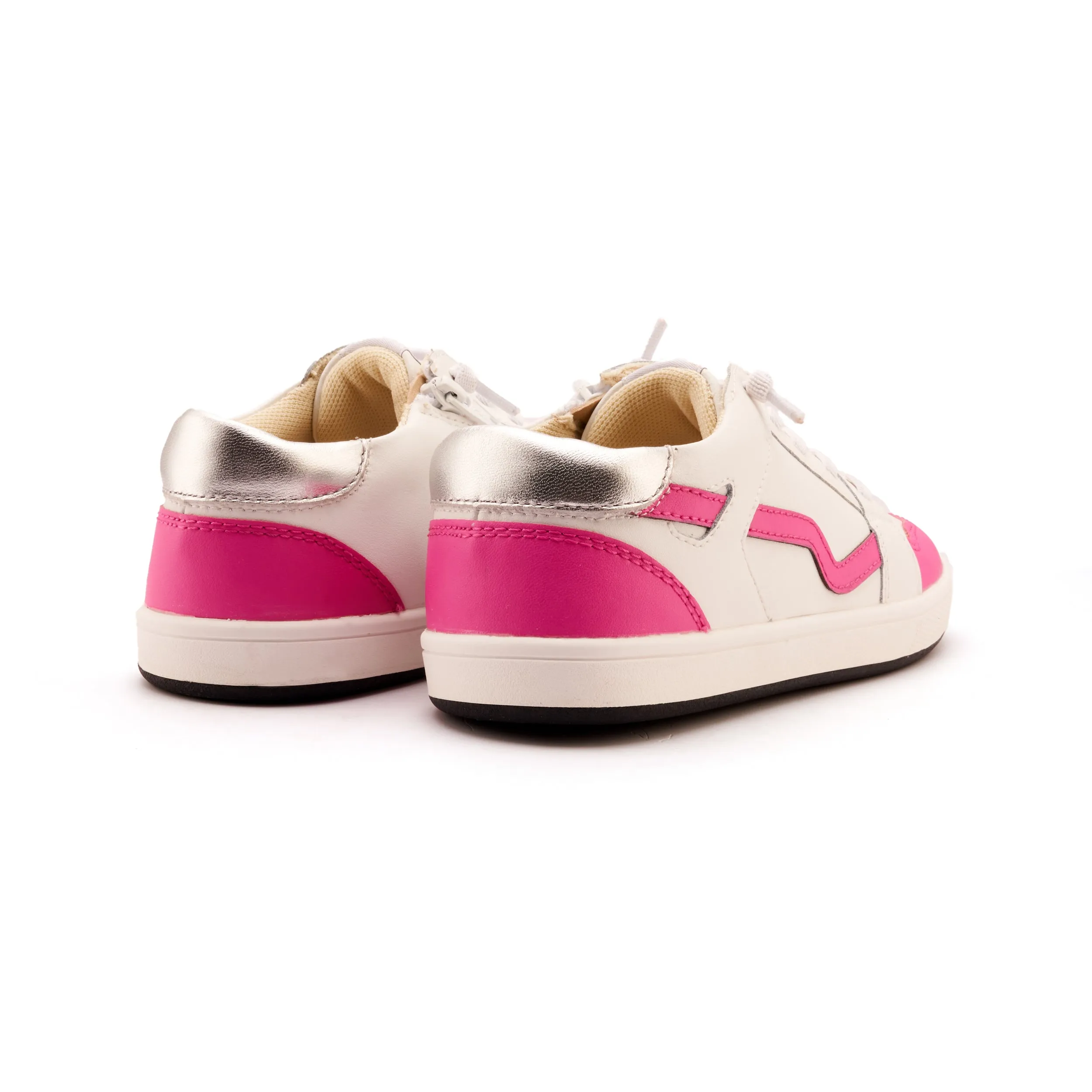 Old Soles Girl's Field Runner Casual Shoes - Snow / Rosy / Silver meet friend