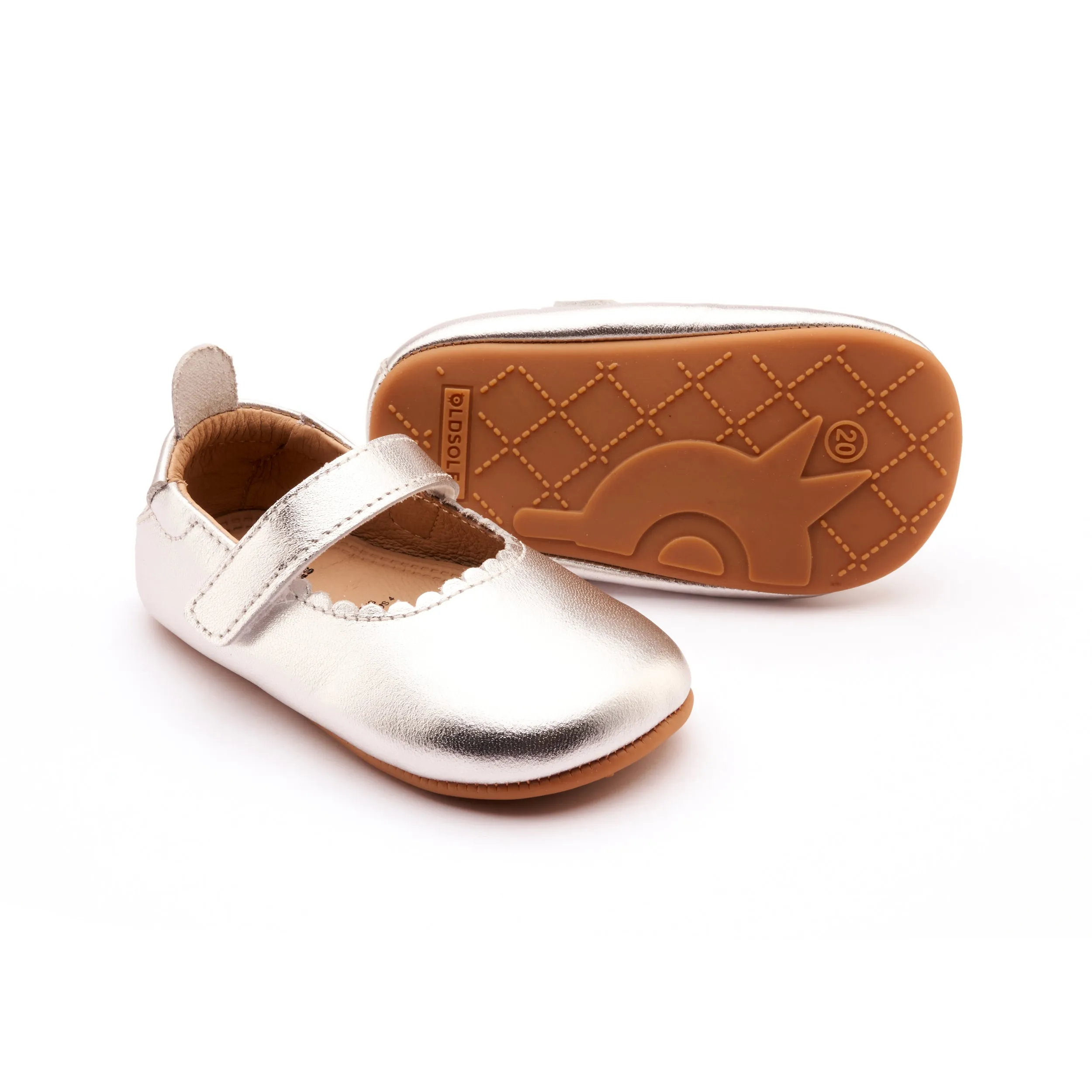 Old Soles Girl's Glam Gab Flat Shoes - Silver flexible sole