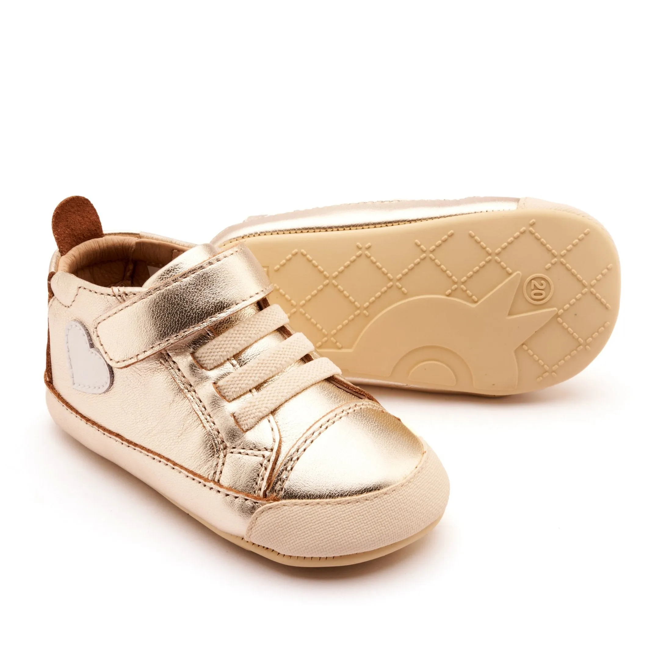 Old Soles Girl's Heartie Casual Shoes - Gold / Nacardo Blanco metro style