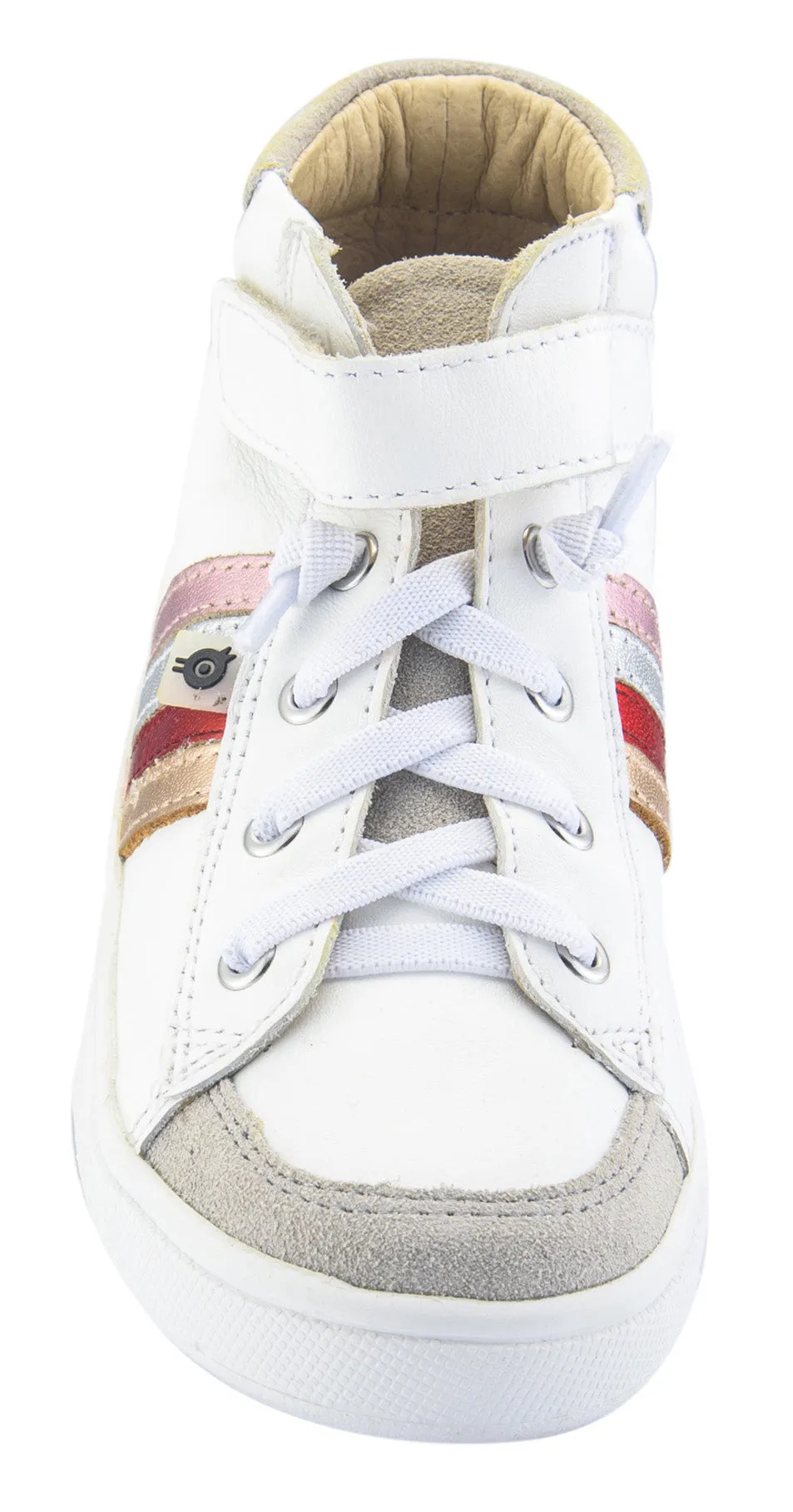 Old Soles Girl's High-Top-RB Leather Sneakers, Snow/Copper breathable mesh