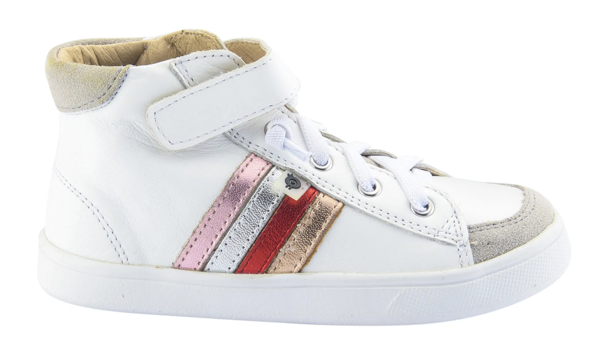 Old Soles Girl's High-Top-RB Leather Sneakers, Snow/Copper smart path